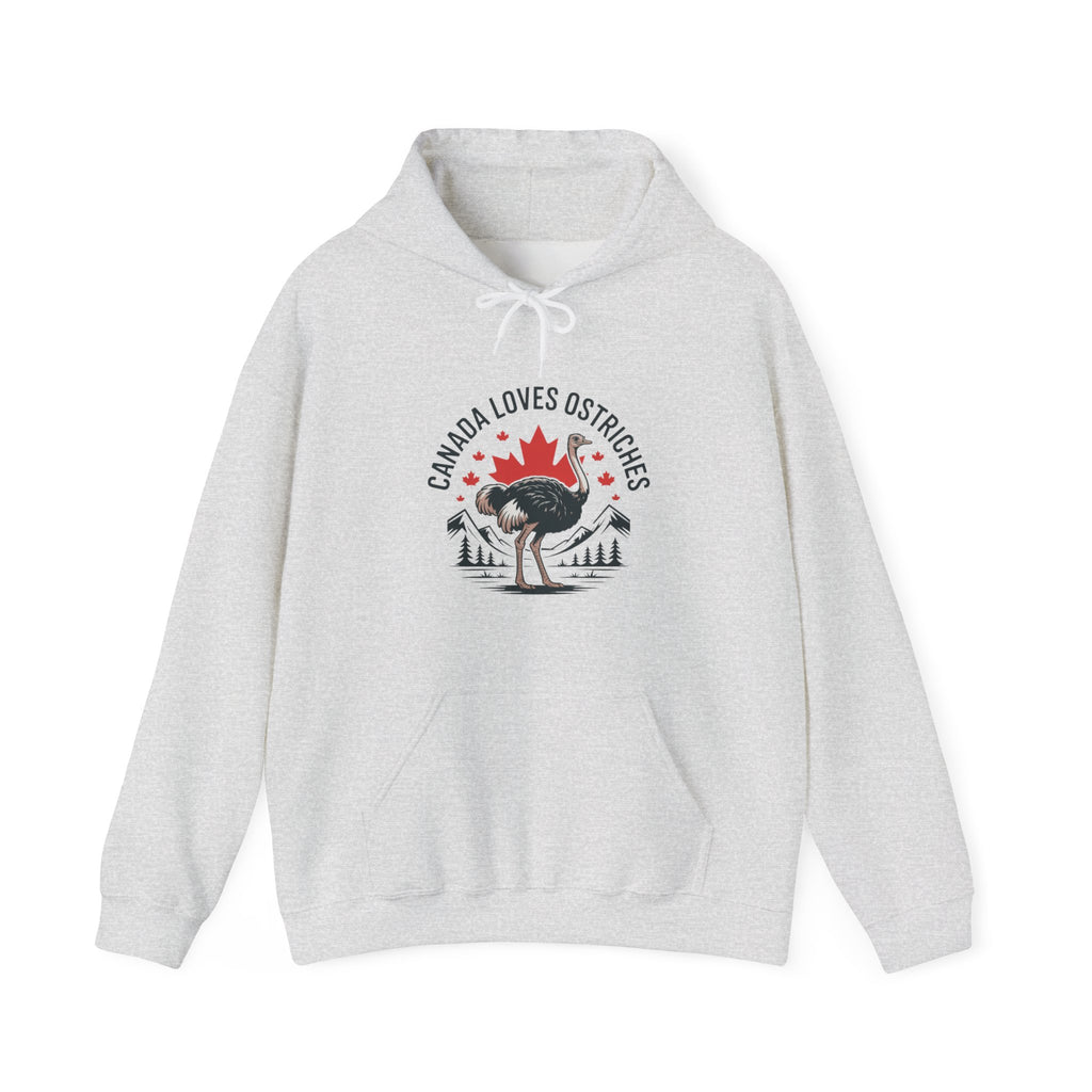 Canada Loves Ostriches Hoodie – Cute Canadian Maple Leaf Ostrich Graphic Sweatshirt