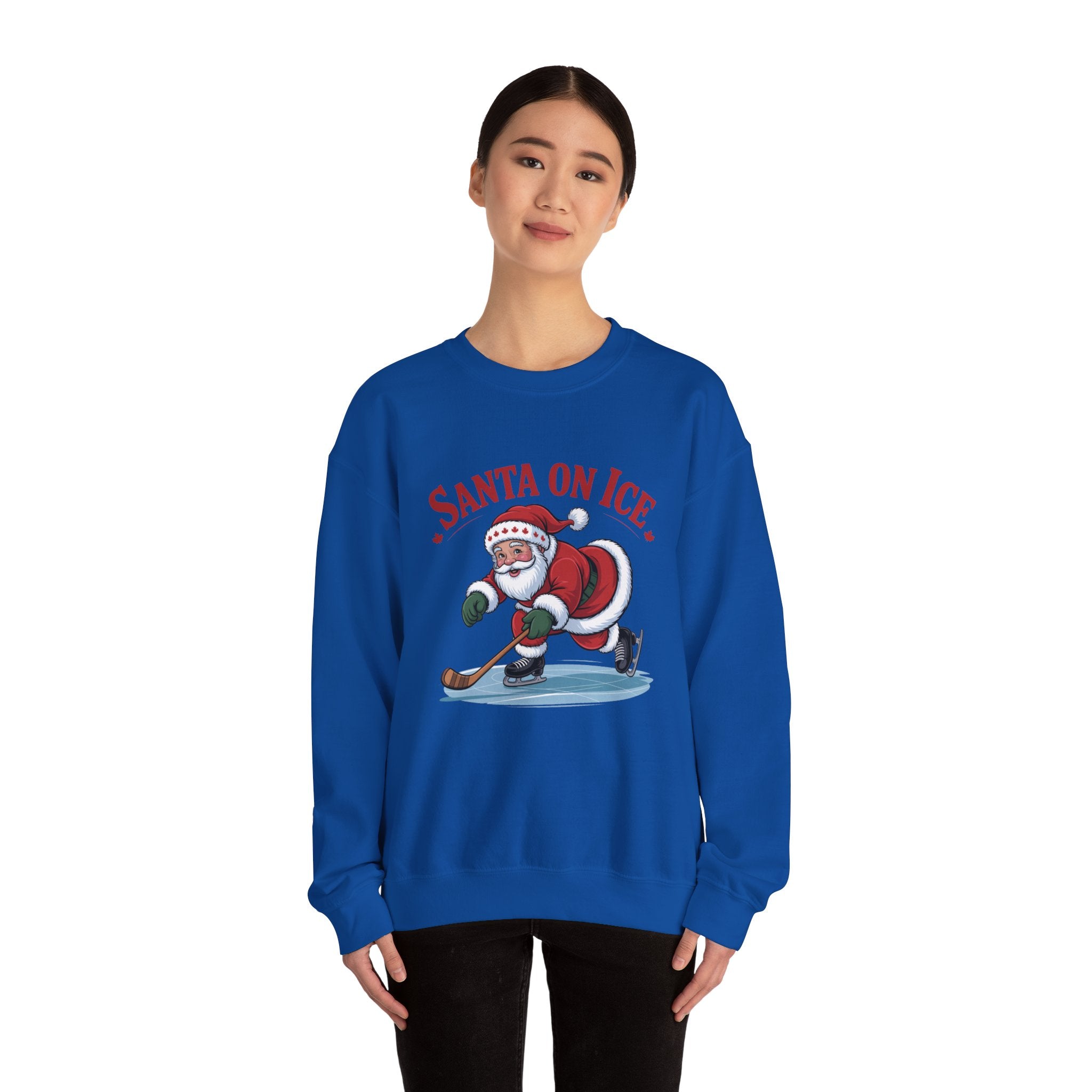 Santa on Ice Sweatshirt — Funny Hockey Santa Christmas Crewneck