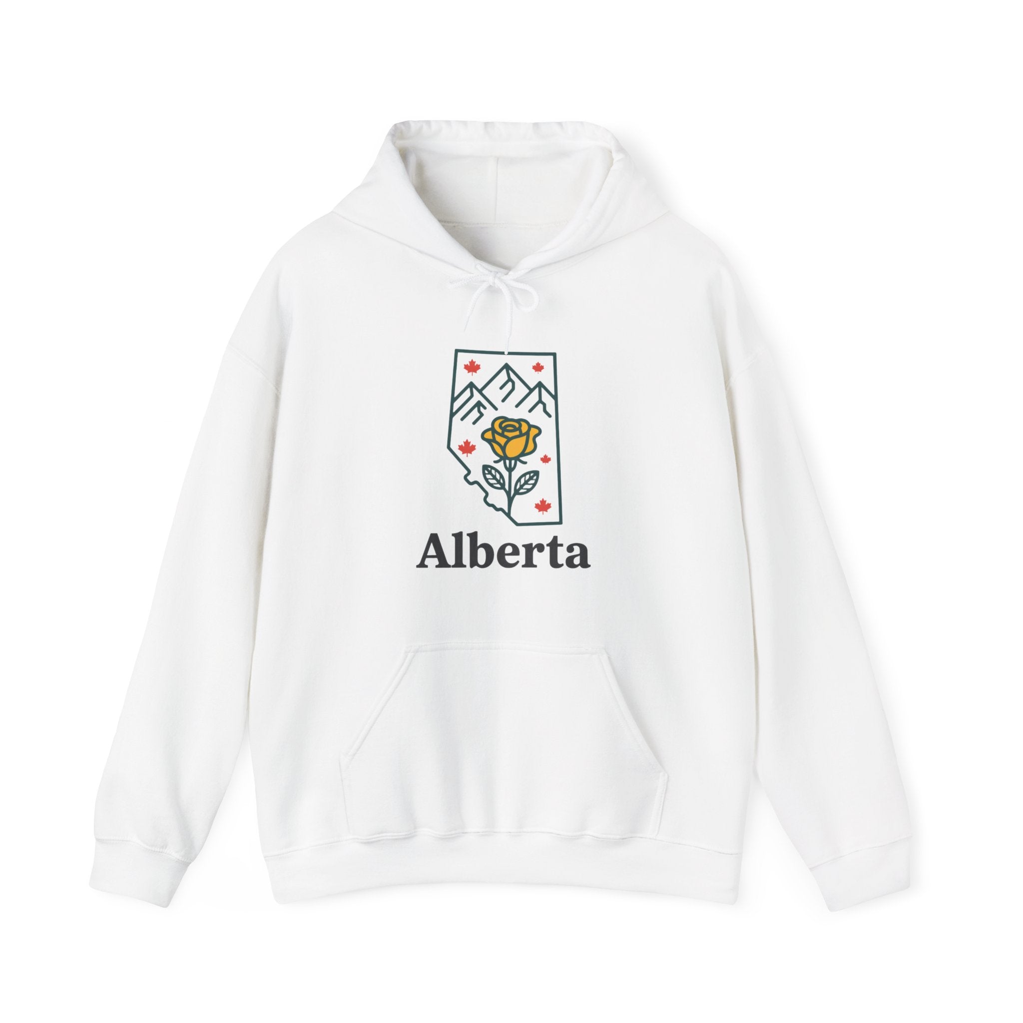 Alberta Wild Rose Hoodie — Minimal Mountain & Floral Graphic