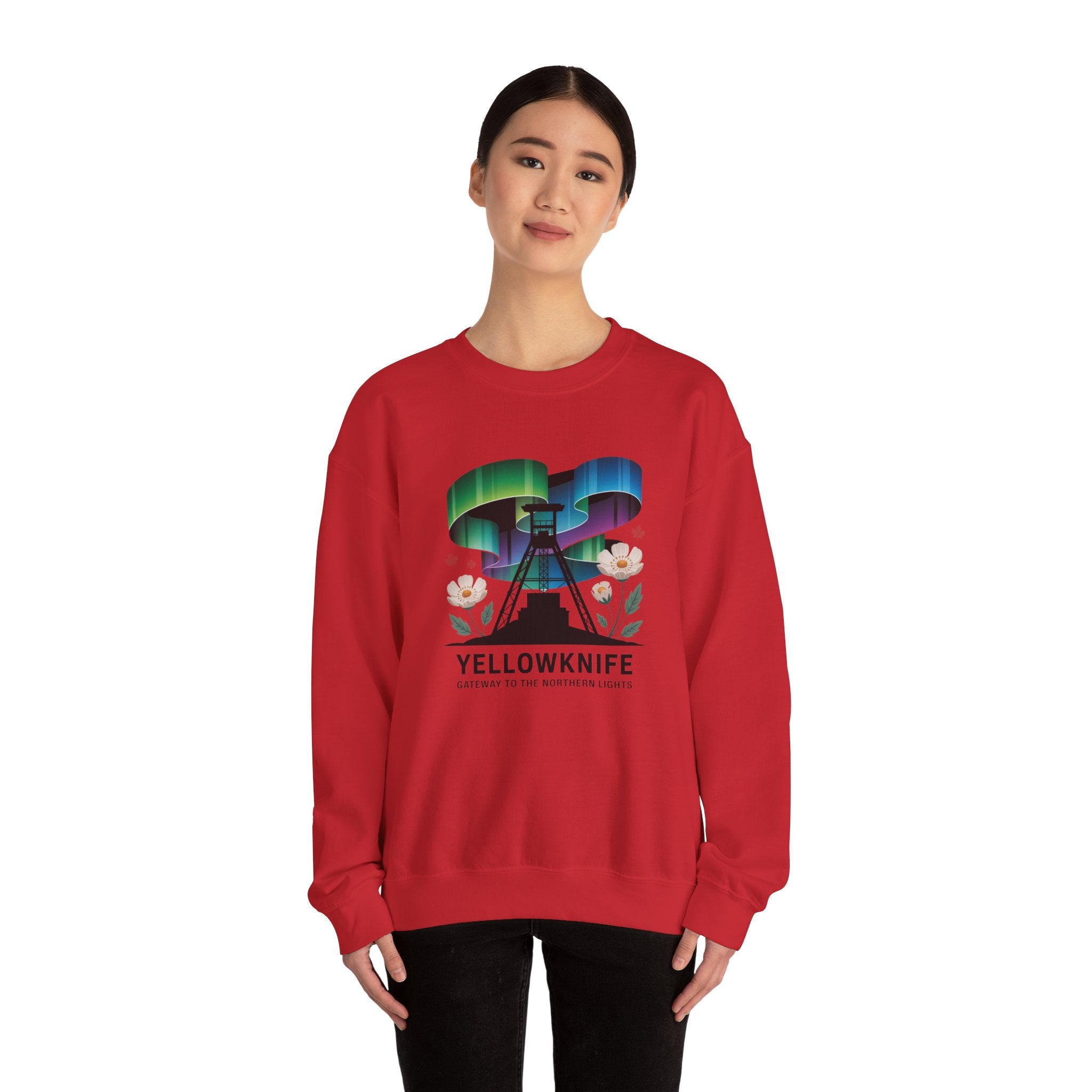 Yellowknife Northern Lights Crewneck Sweatshirt — Aurora Borealis Graphic