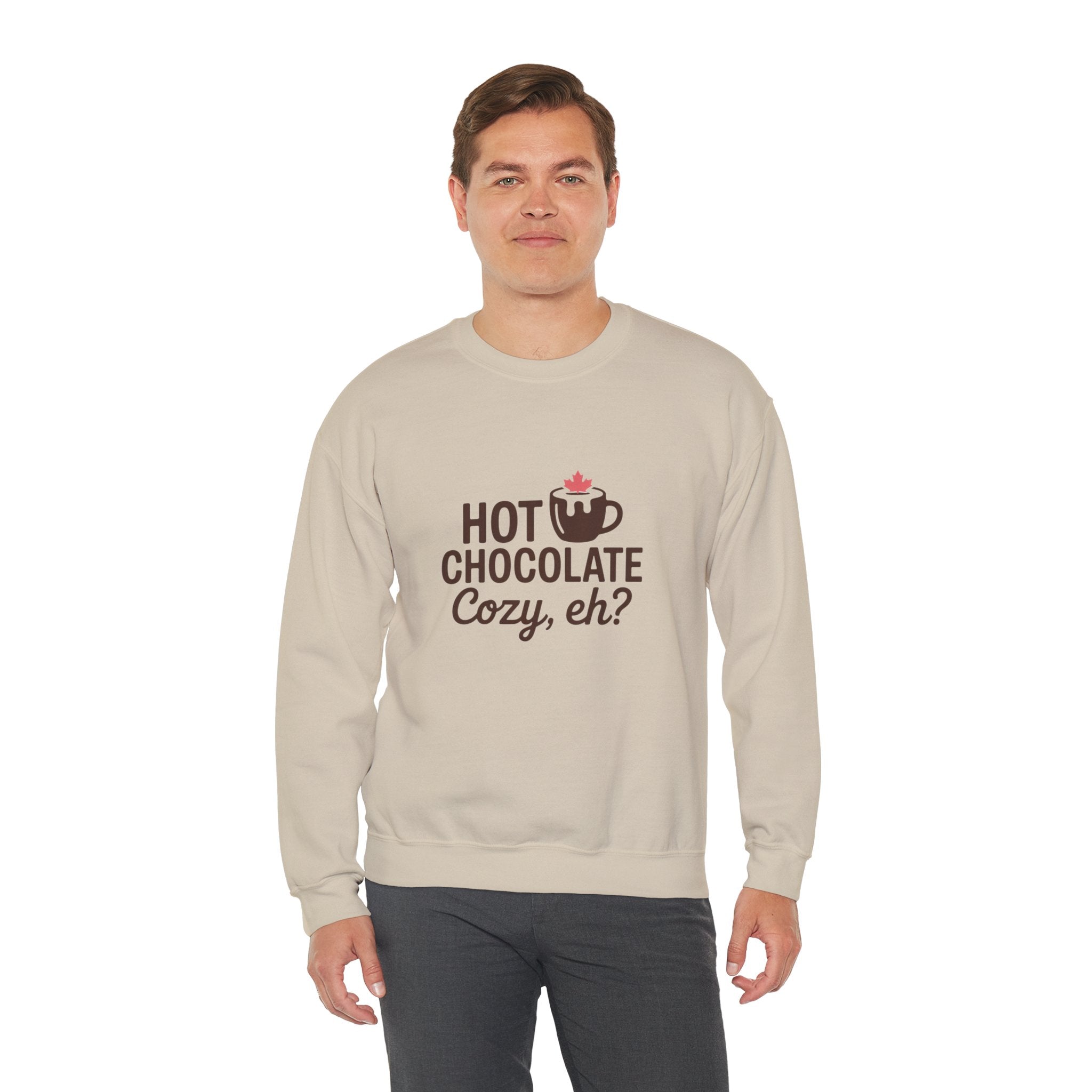 Hot Chocolate Cozy Crewneck Sweatshirt — "Hot Chocolate Cozy, eh?" Winter Pullover