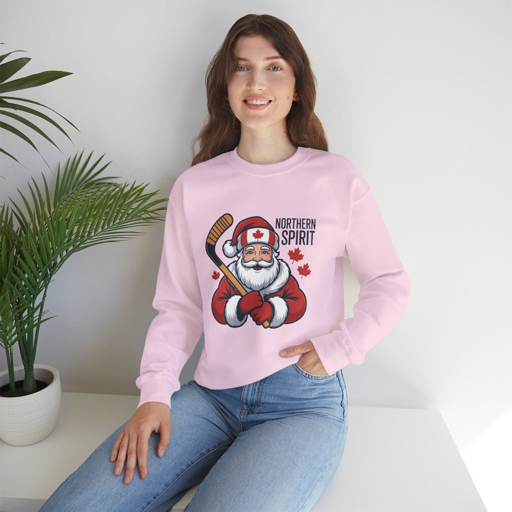 Northern Spirit Santa Hockey Sweatshirt – Canadian Maple Leaf Holiday Crewneck