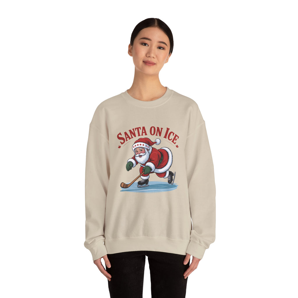 Santa on Ice Sweatshirt — Funny Hockey Santa Christmas Crewneck