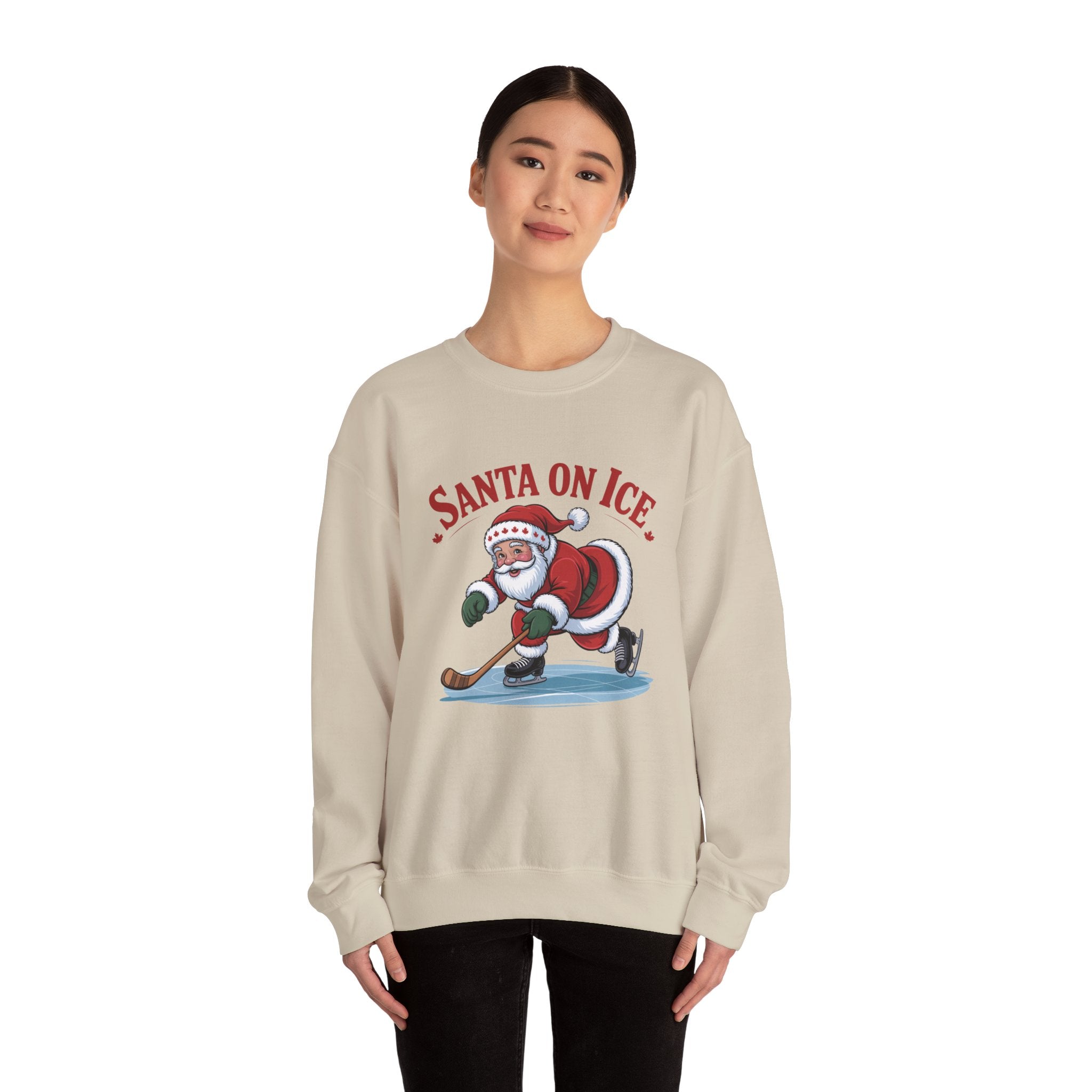 Santa on Ice Sweatshirt — Funny Hockey Santa Christmas Crewneck