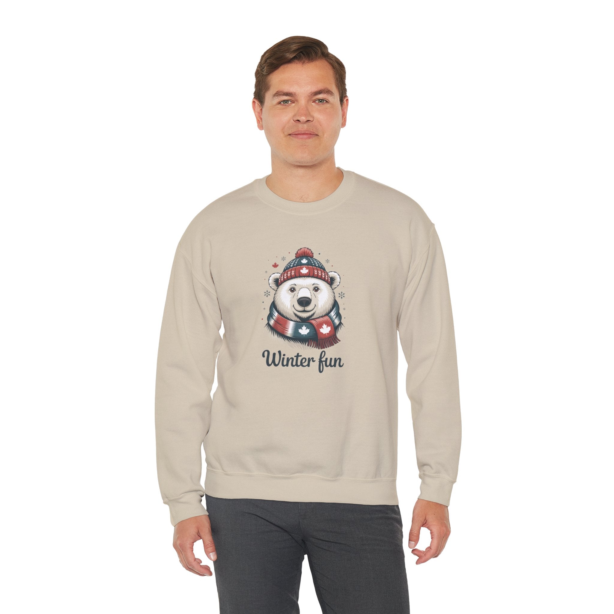 'Winter Fun' Polar Bear Crewneck: Cozy Holiday Snow Day Sweatshirt