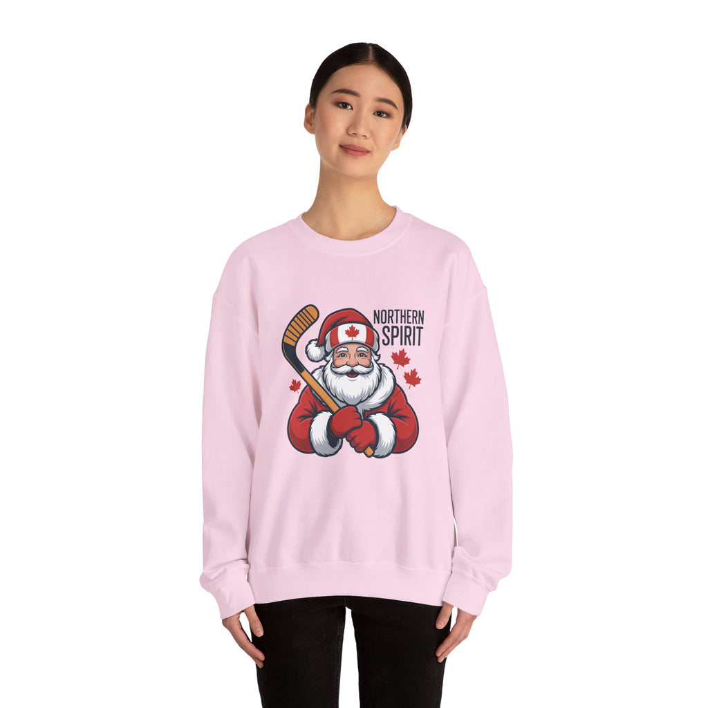 Northern Spirit Santa Hockey Sweatshirt – Canadian Maple Leaf Holiday Crewneck