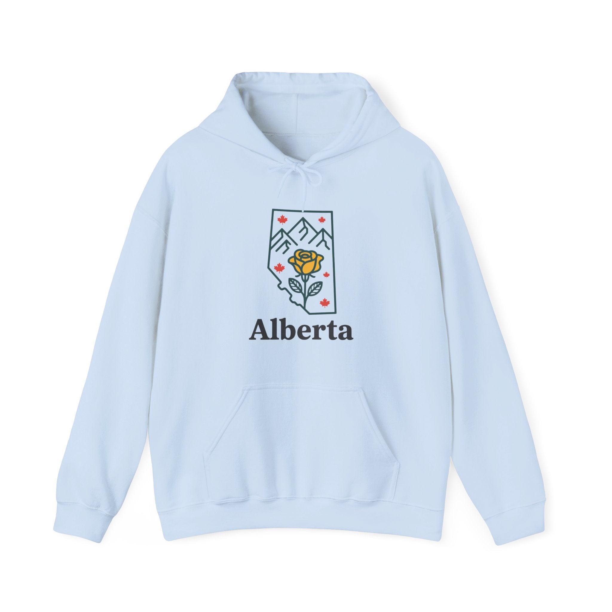 Alberta Wild Rose Hoodie — Minimal Mountain & Floral Graphic