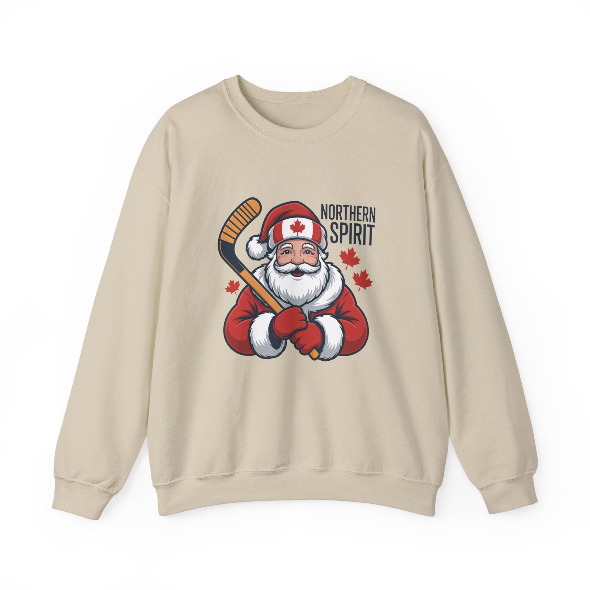 Northern Spirit Santa Hockey Sweatshirt – Canadian Maple Leaf Holiday Crewneck