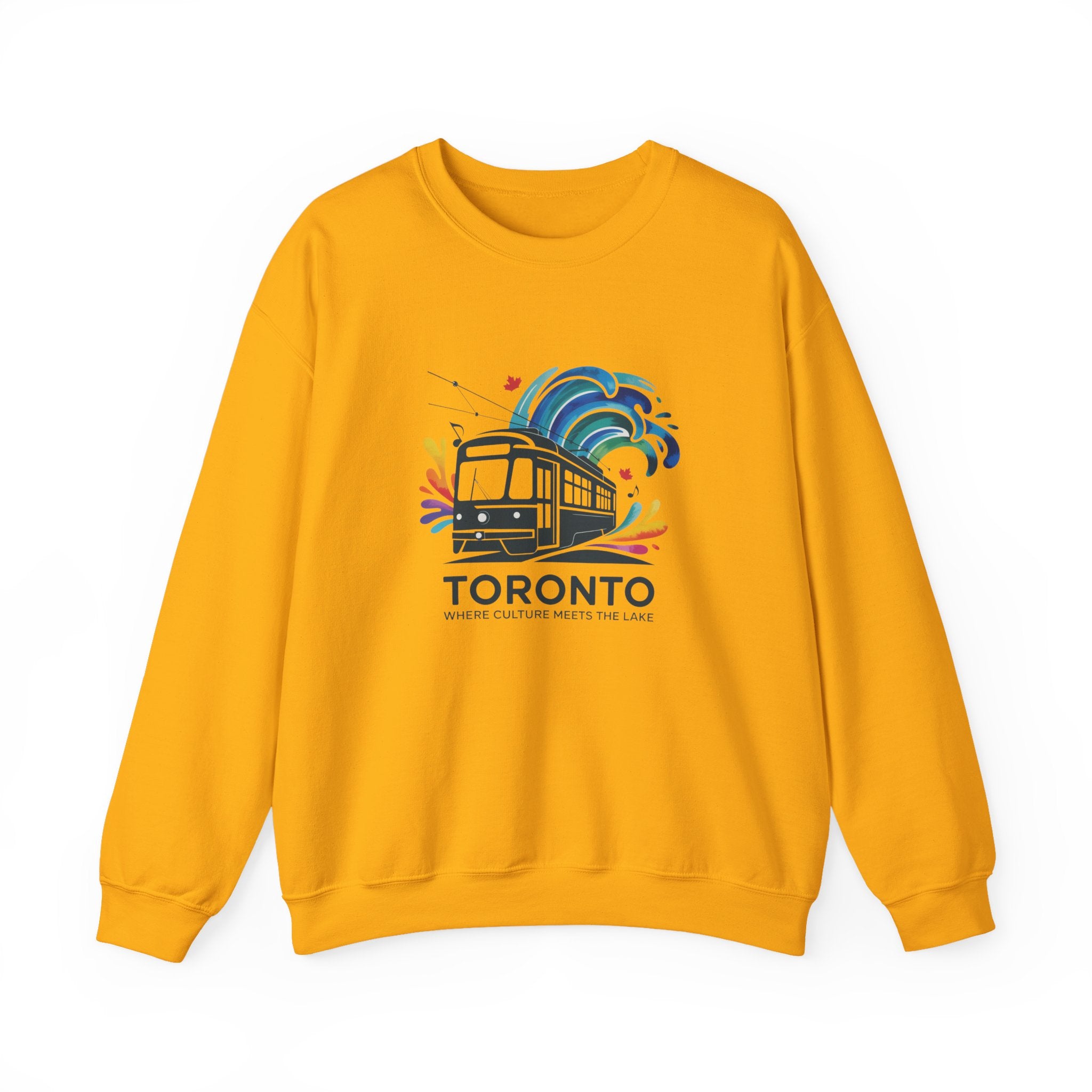 Toronto Streetcar Crewneck Sweatshirt — Colorful Wave City Transit Design