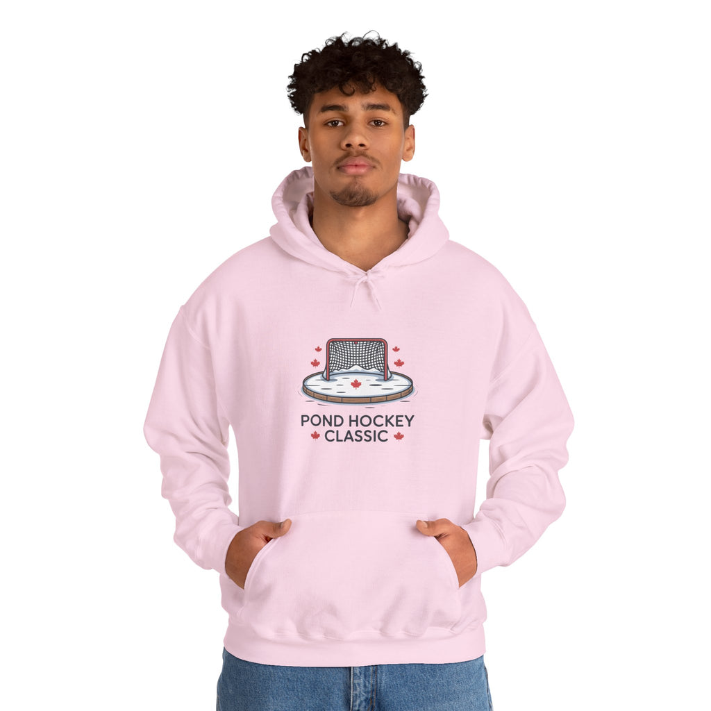 Pond Hockey Classic Hoodie — Vintage Ice Rink Hockey Sweatshirt