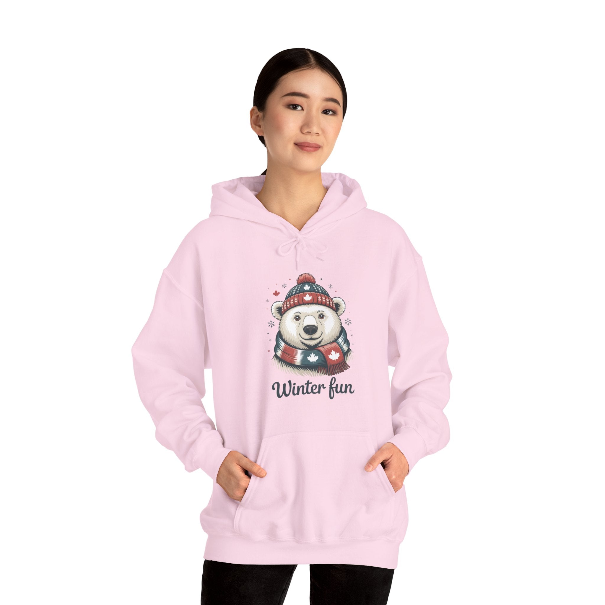 Winter Fun Polar Bear Hoodie - Cute Holiday Snowy Animal Sweatshirt