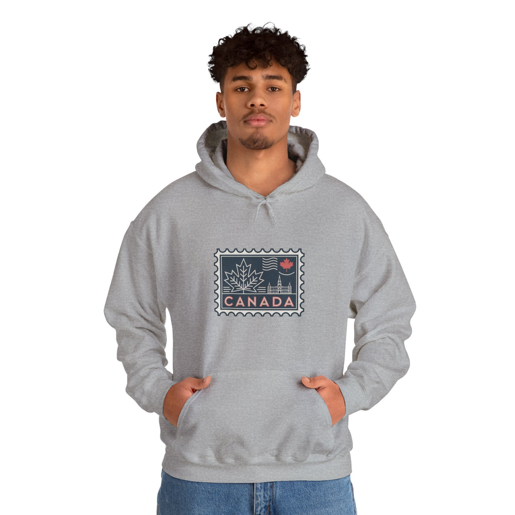 Canada Stamp Hoodie – Vintage Maple Leaf Canadian Travel Sweatshirt