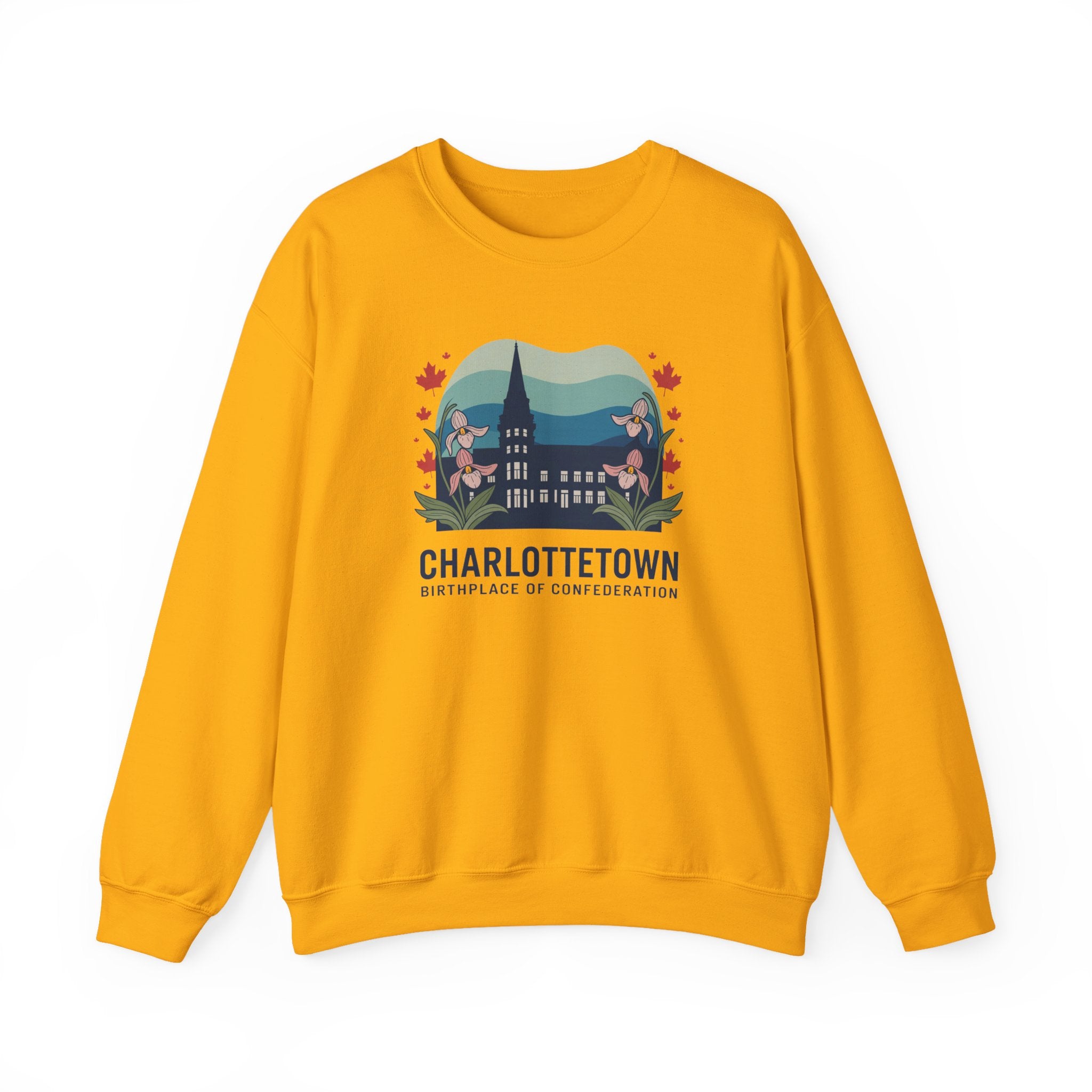 Charlottetown Retro Skyline Crewneck Sweatshirt — PEI Cottagecore Souvenir