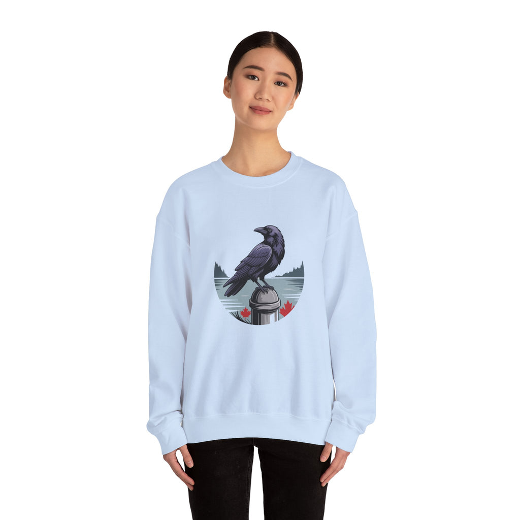 Raven by the Lake Crewneck Sweatshirt — Scenic Nature Graphic