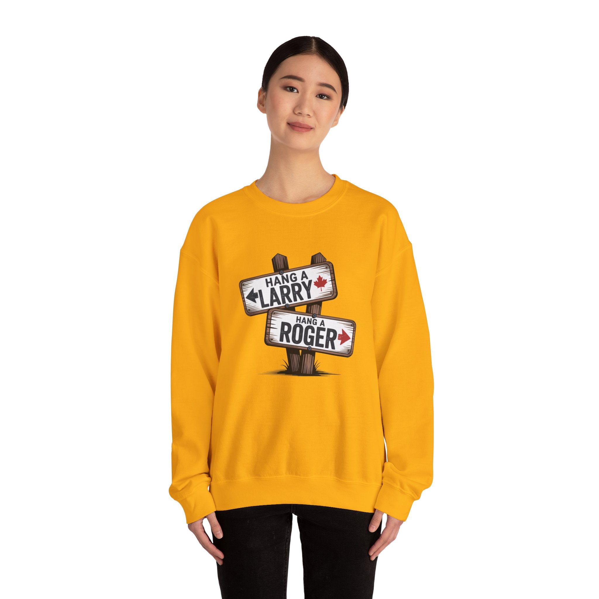 "Hang a Larry, Hang a Roger" Road Sign Graphic Sweatshirt