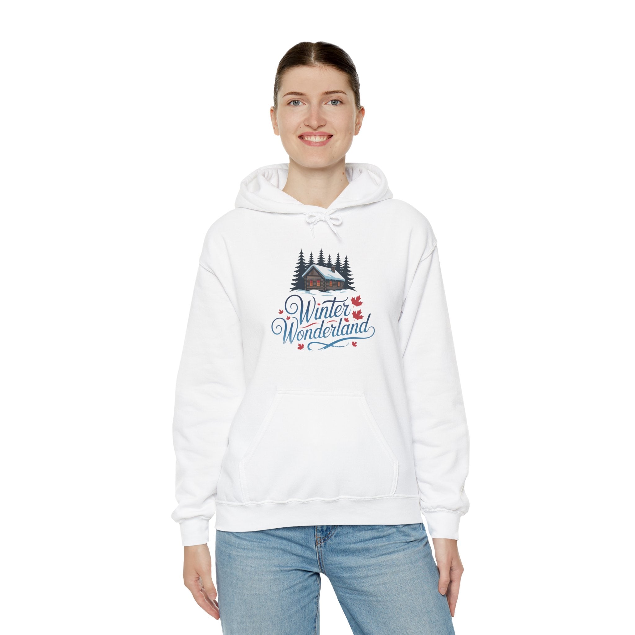 Winter Wonderland Hoodie — Cozy Cabin Snow Scene Hooded Sweatshirt