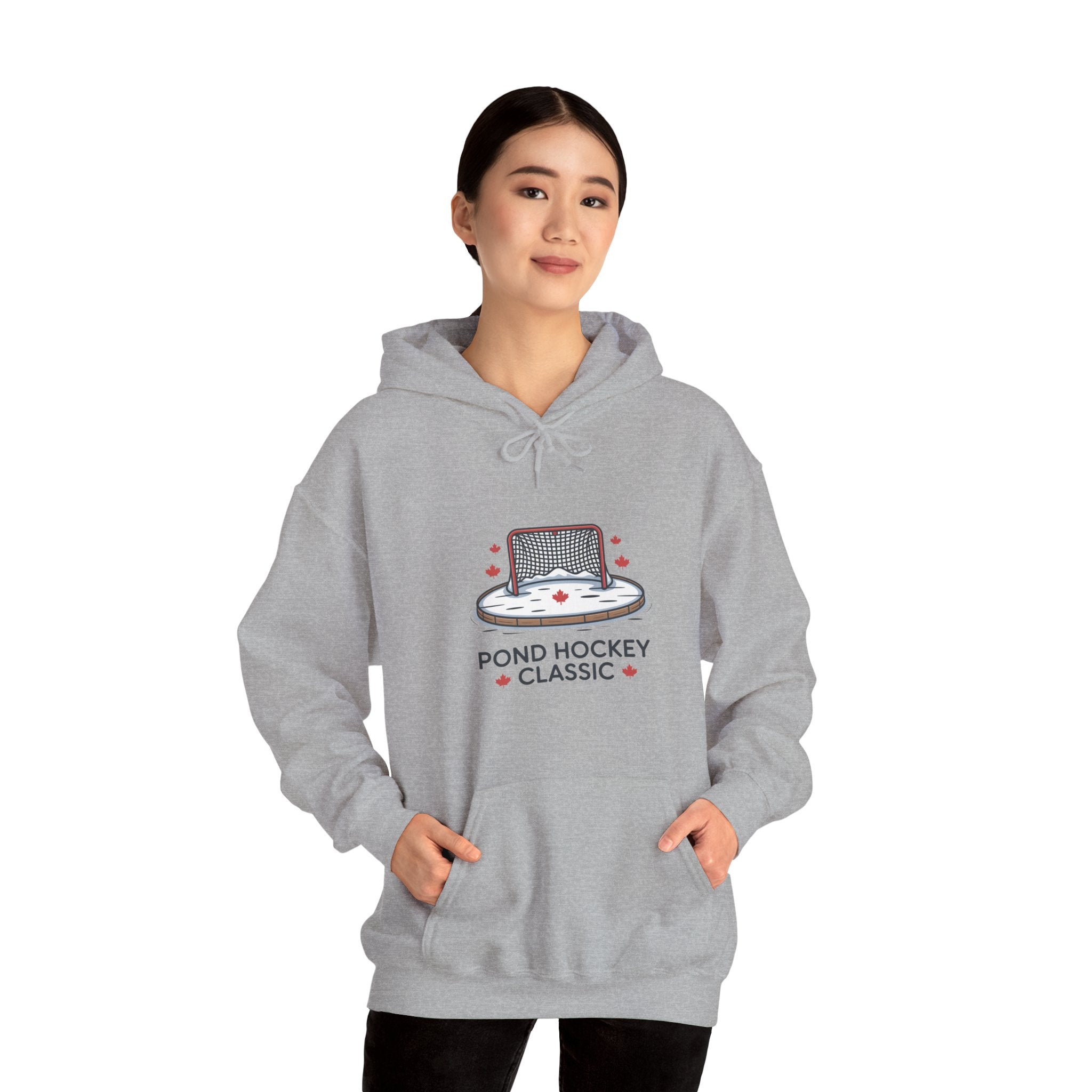 Pond Hockey Classic Hoodie — Vintage Ice Rink Hockey Sweatshirt