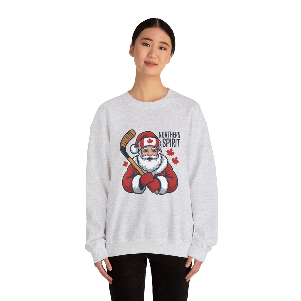 Northern Spirit Santa Hockey Sweatshirt – Canadian Maple Leaf Holiday Crewneck