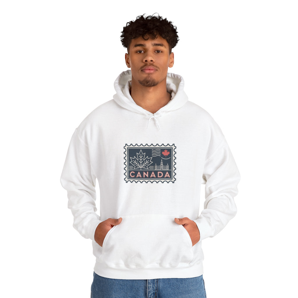 Canada Stamp Hoodie – Vintage Maple Leaf Canadian Travel Sweatshirt