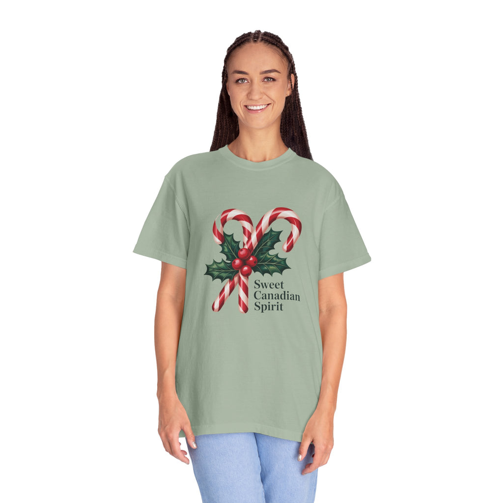 "Sweet Canadian Spirit" - Candy Cane Holiday T Shirt