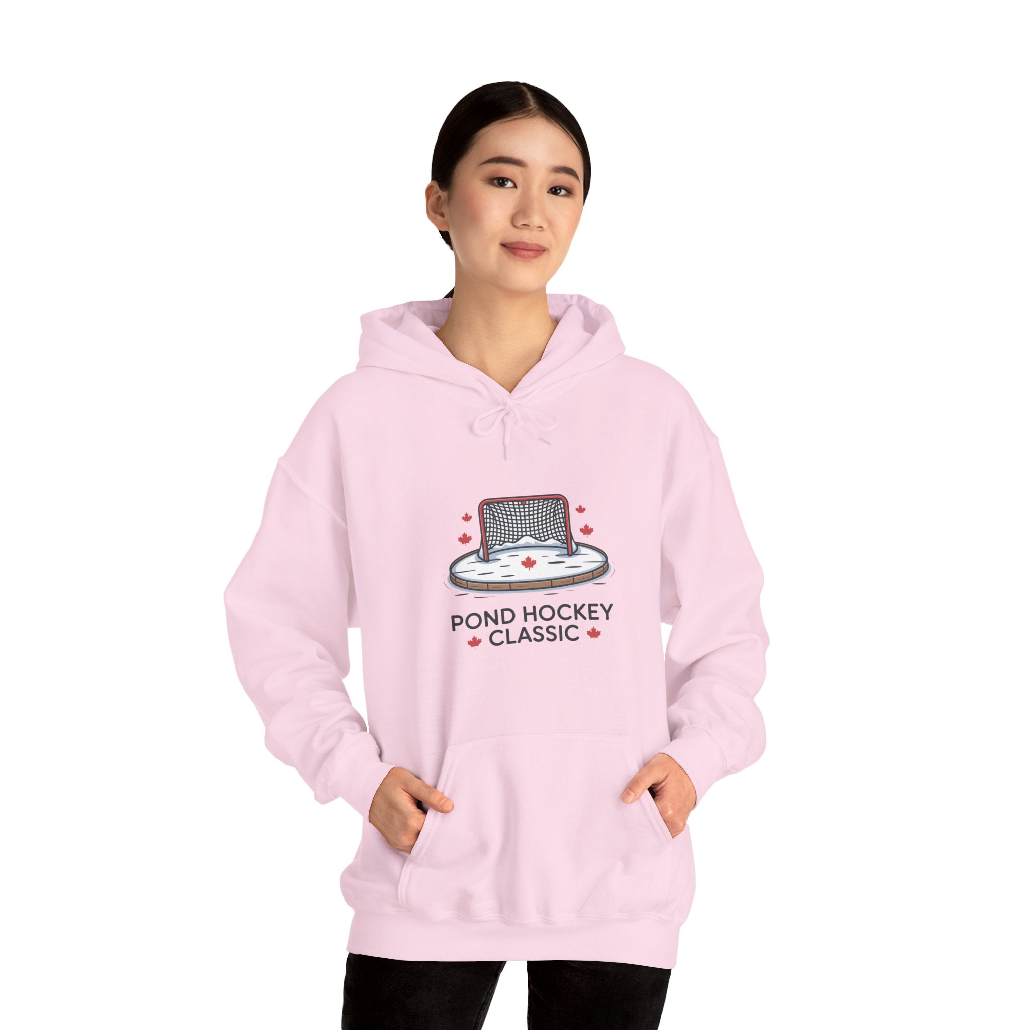 Pond Hockey Classic Hoodie — Vintage Ice Rink Hockey Sweatshirt