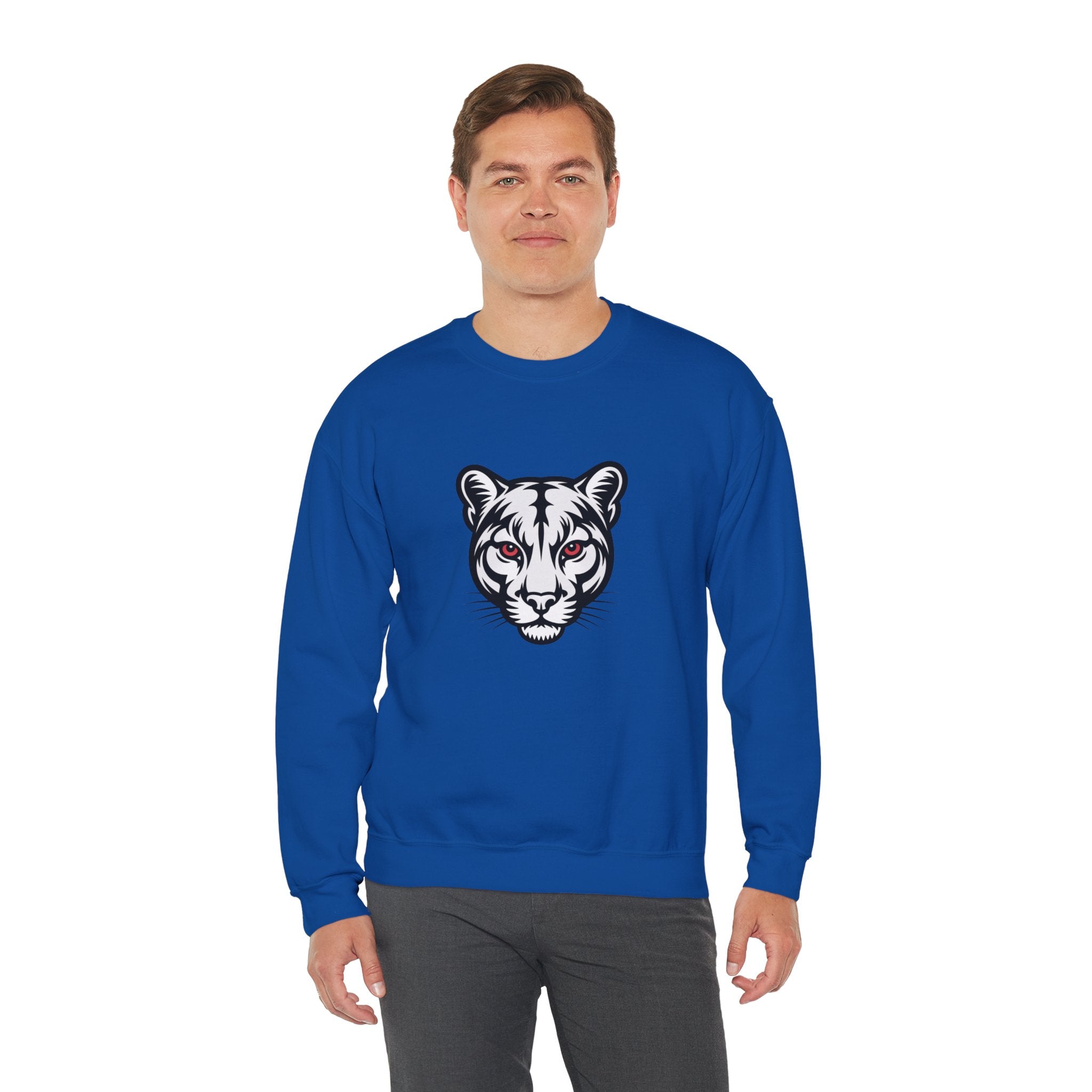 Cougar Face Crewneck Sweatshirt — Minimal Graphic