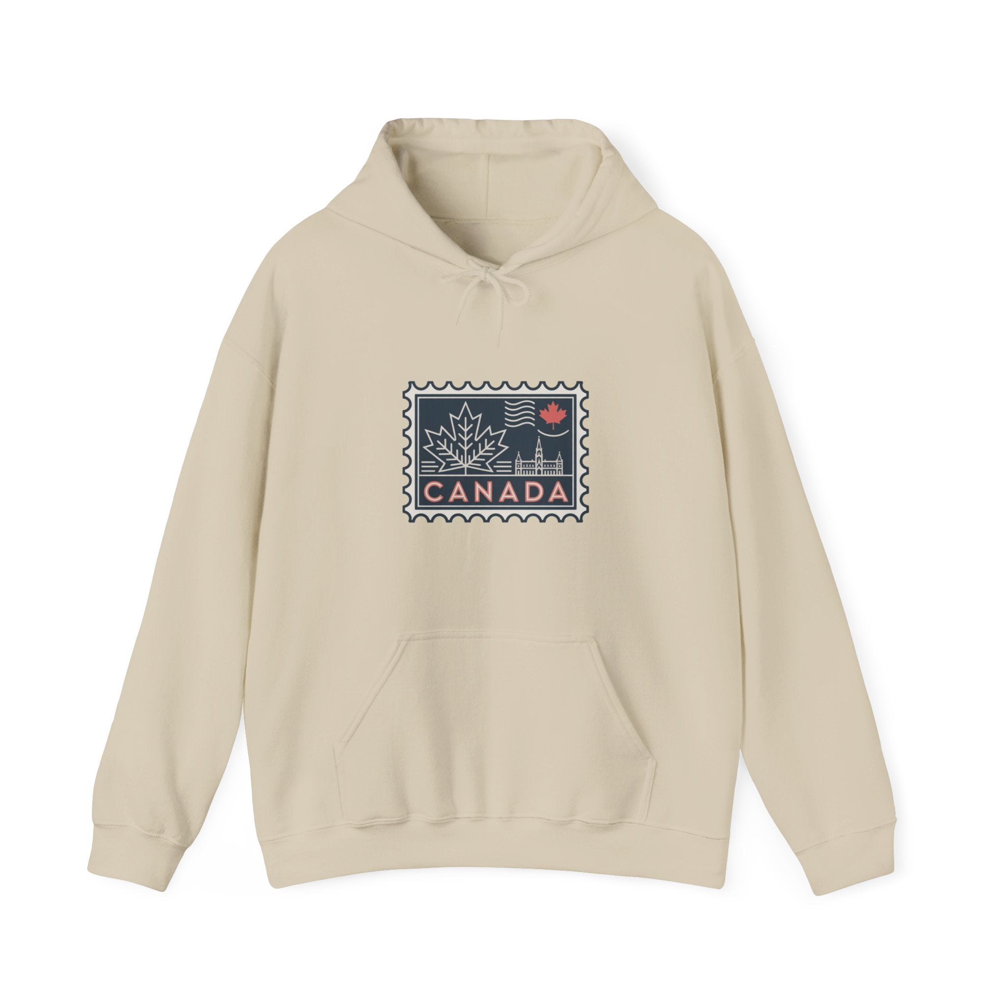 Canada Stamp Hoodie – Vintage Maple Leaf Canadian Travel Sweatshirt