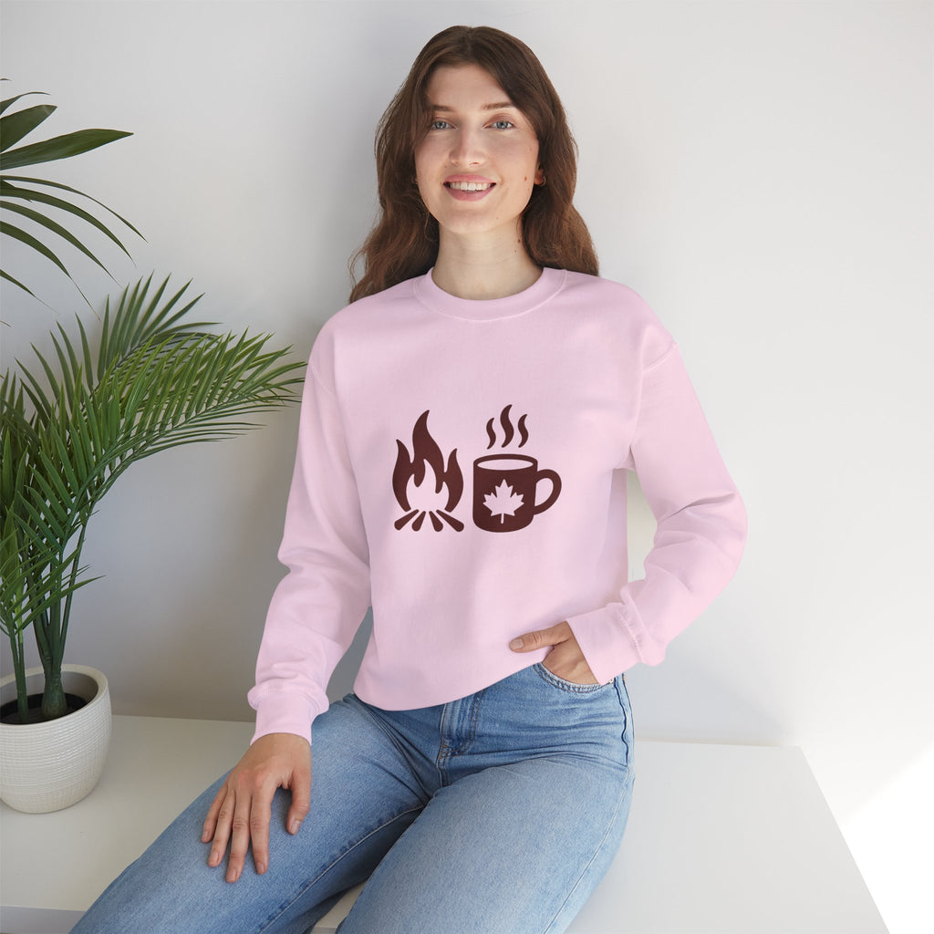 Campfire & Coffee Crewneck Sweatshirt — Cozy Camping Coffee Sweatshirt