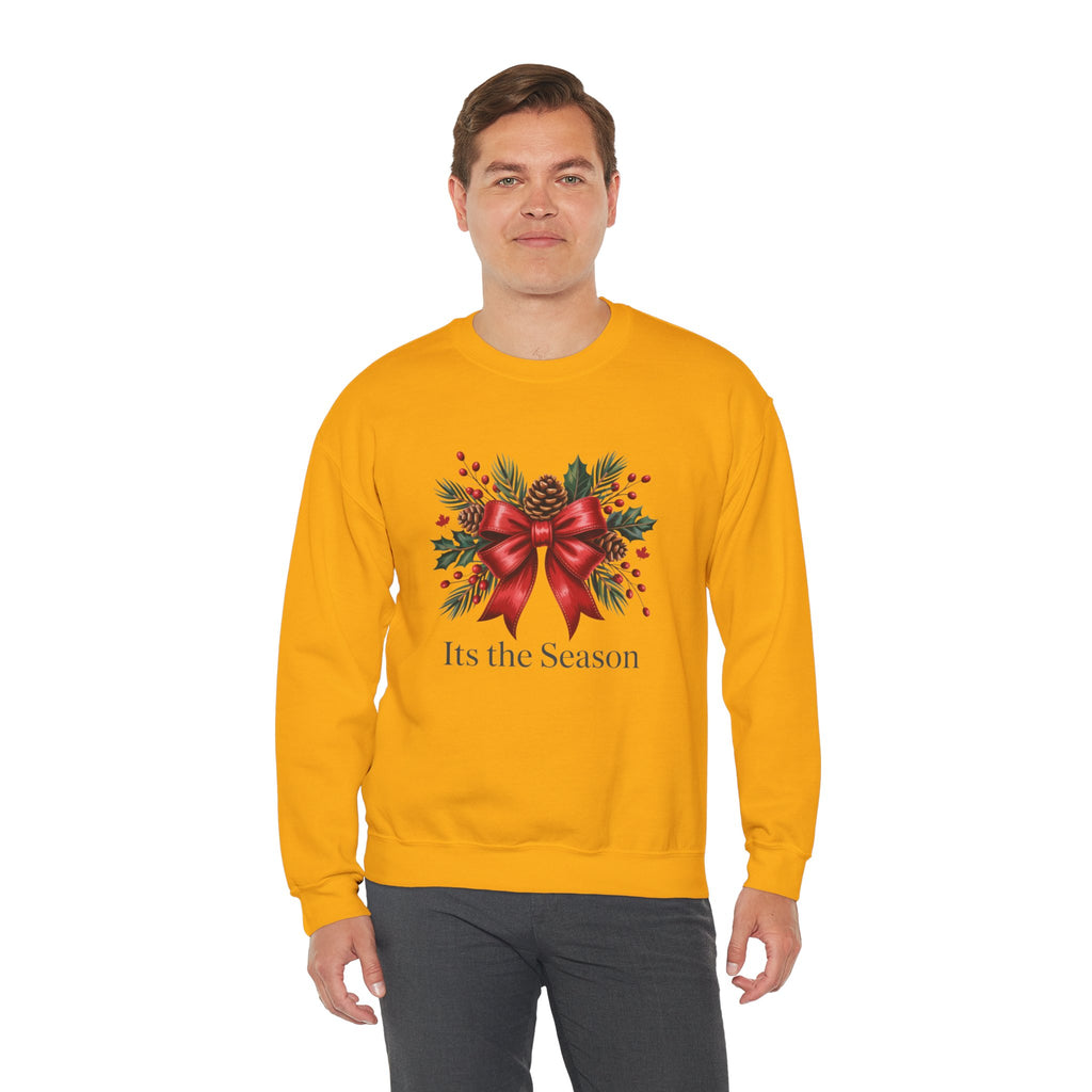 Holiday Bow Sweatshirt — "It's the Season" Christmas Crewneck