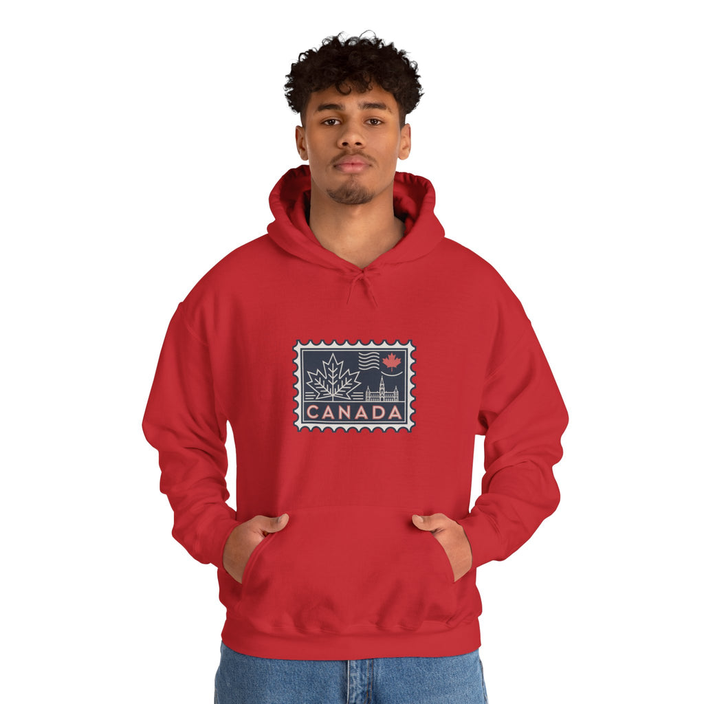 Canada Stamp Hoodie – Vintage Maple Leaf Canadian Travel Sweatshirt
