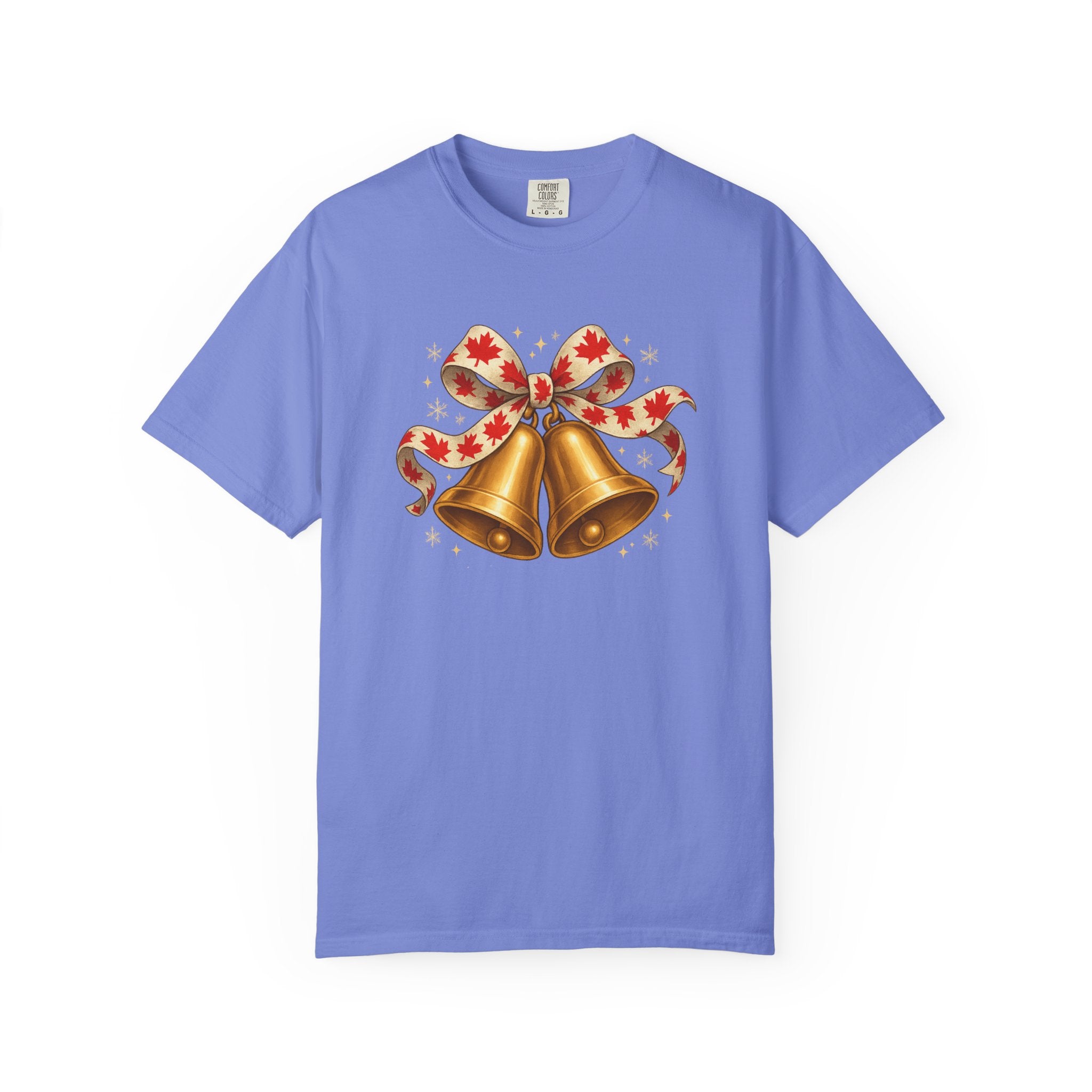 Cozy Christmas Bells T-Shirt | Festive Maple Pride Tee with Vintage Garment-Dyed Comfort