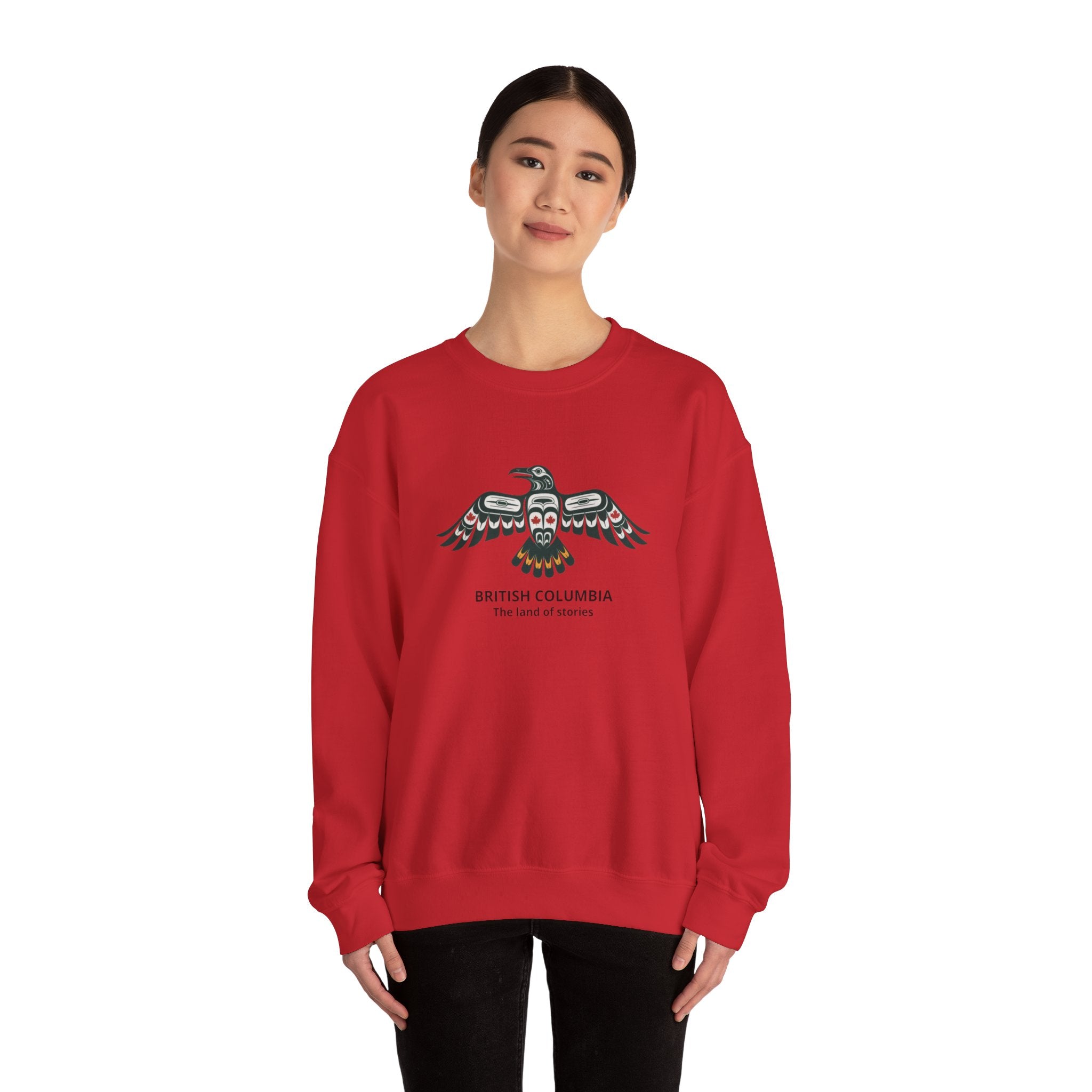 British Columbia Thunderbird Crewneck Sweatshirt — 'British Columbia The land of rivers' Indigenous-Inspired Design