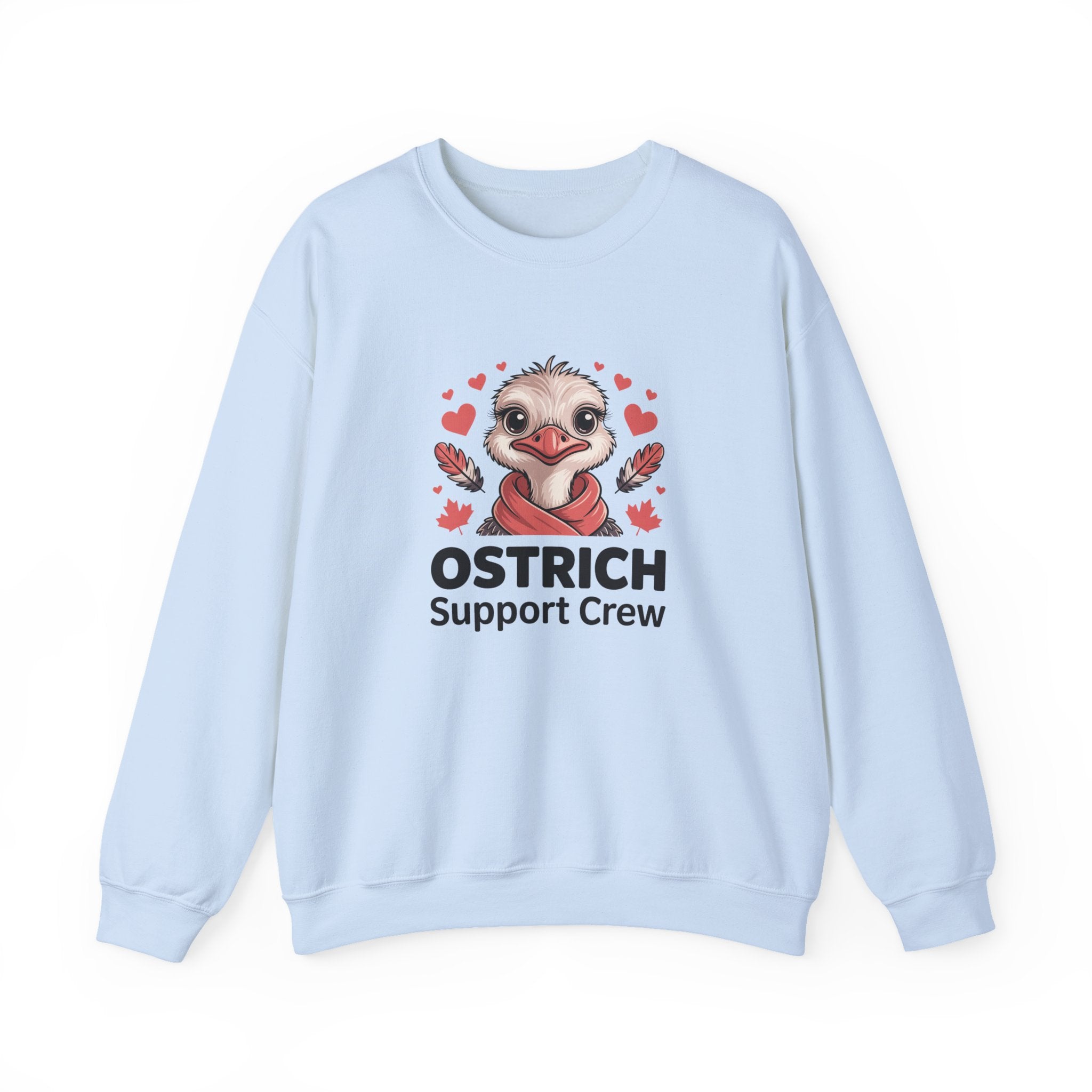 Ostrich Support Crew Sweatshirt — Cute Valentine’s Day Animal Graphic Crewneck