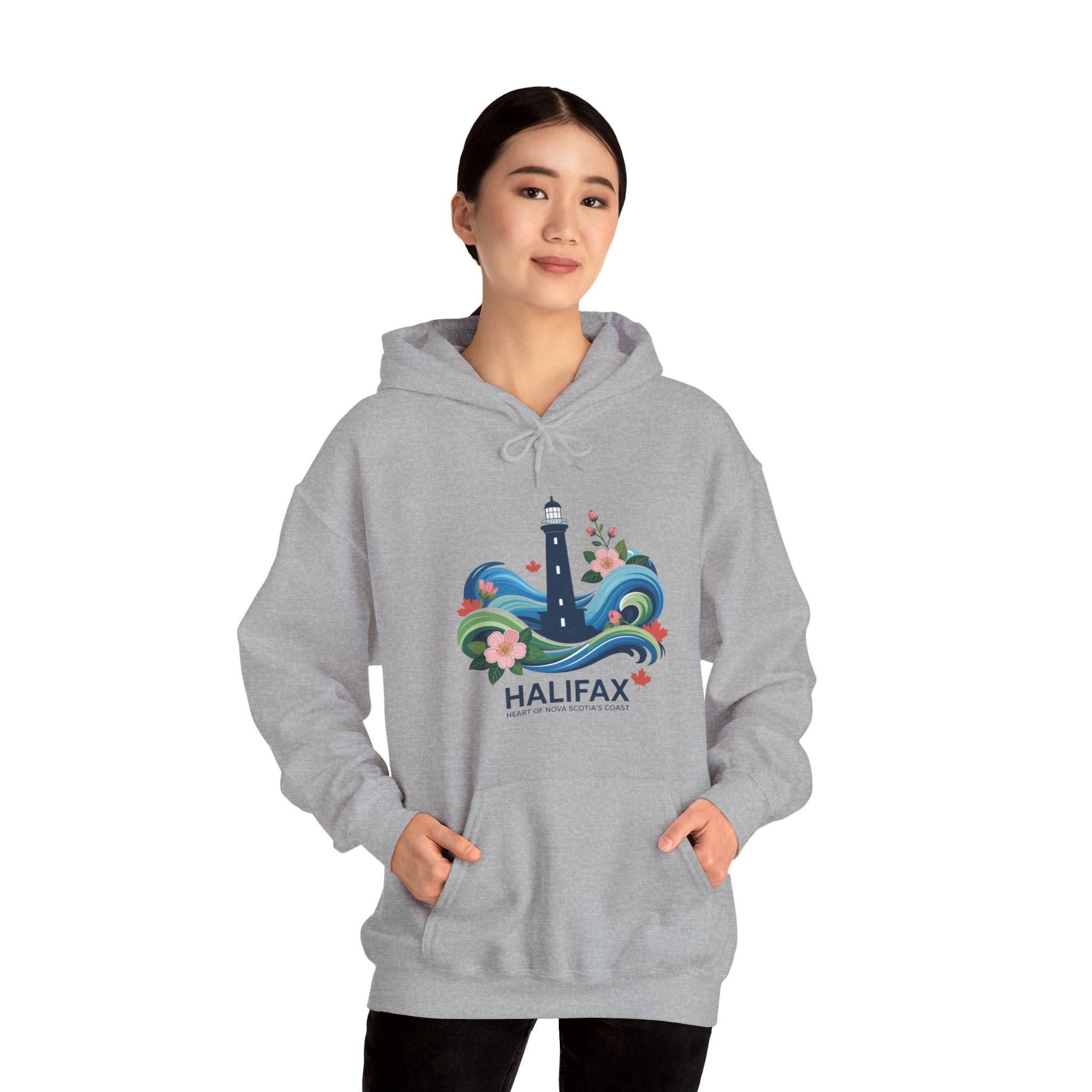 Halifax Lighthouse Hoodie — Coastal Floral Nova Scotia Sweatshirt