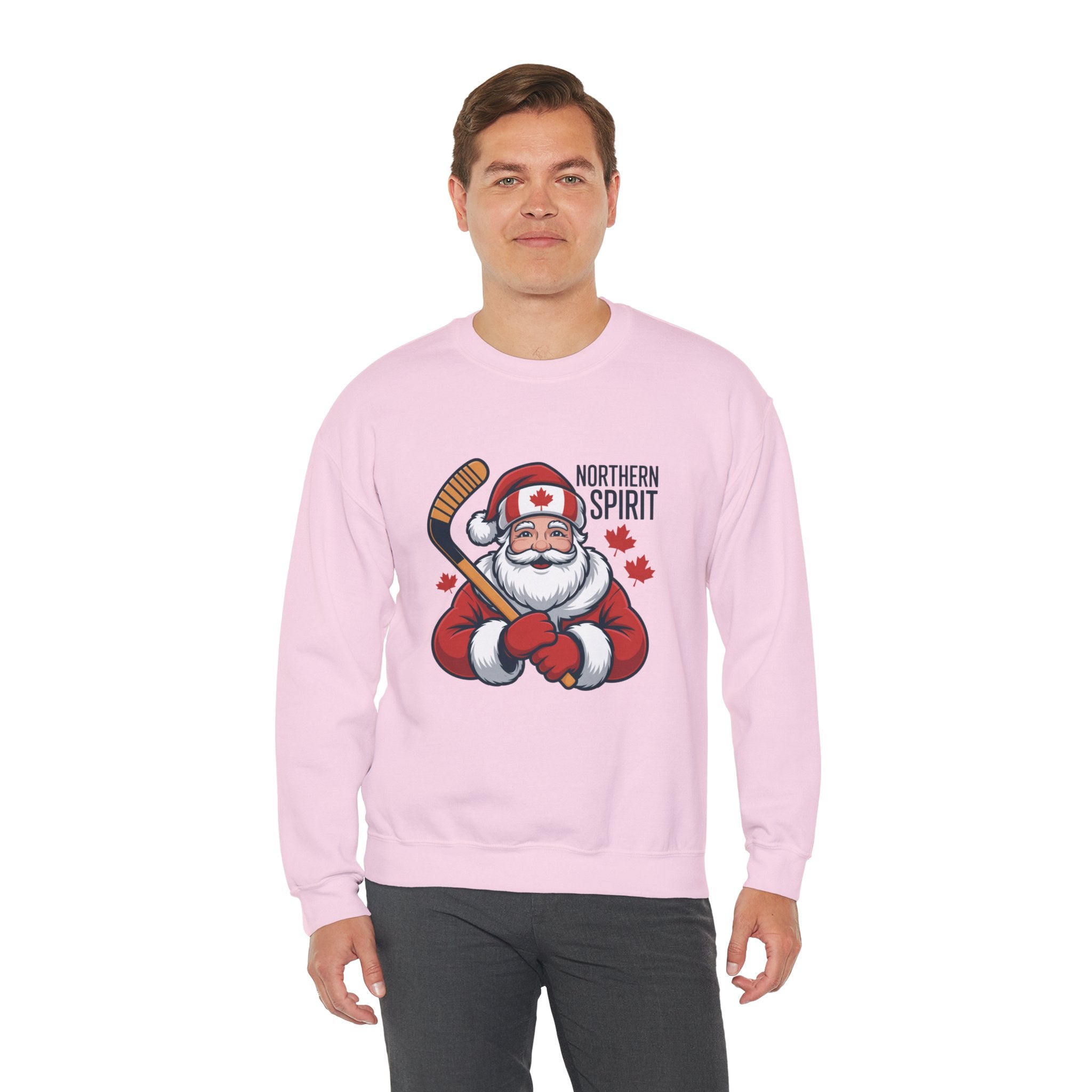 Northern Spirit Santa Hockey Sweatshirt – Canadian Maple Leaf Holiday Crewneck
