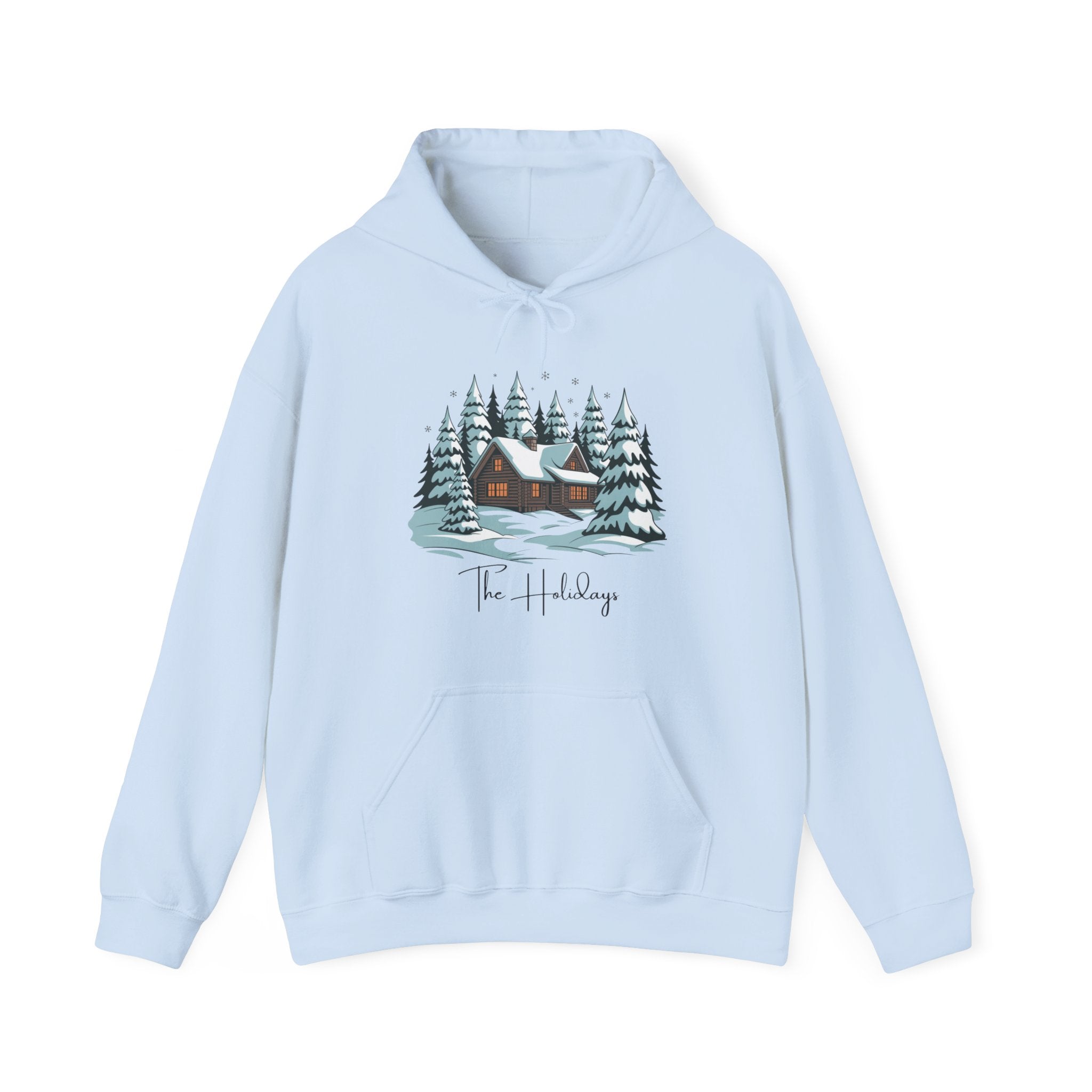 Cozy Cabin Holiday Hoodie — Winter Pine Forest Sweatshirt