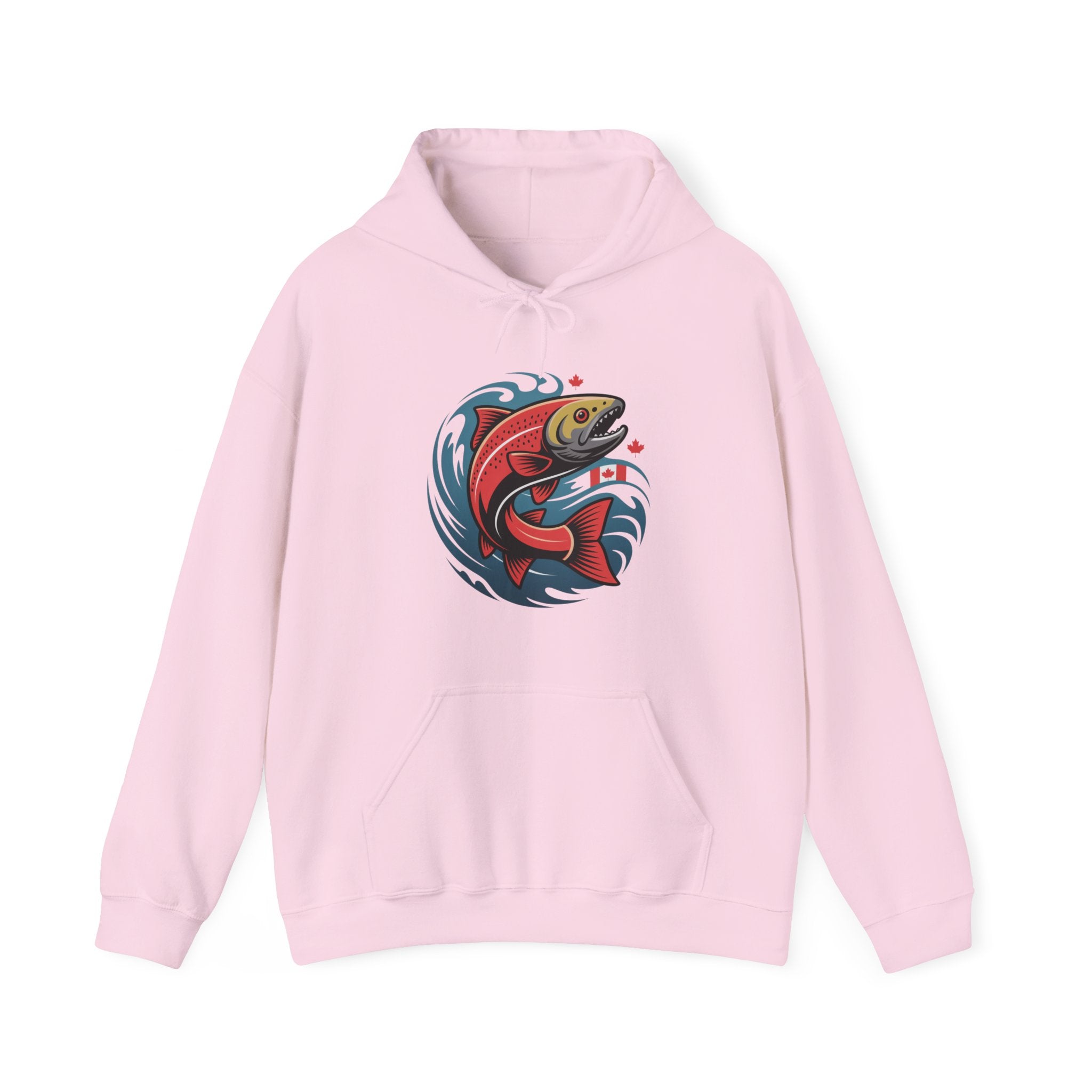 Salmon Wave Hoodie — Retro Fishing Graphic Pullover