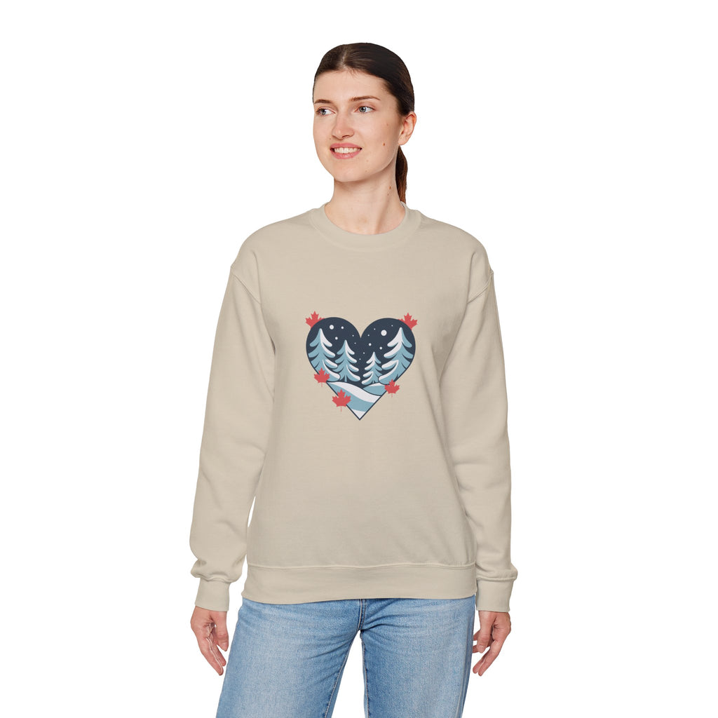 Winter Forest Heart Sweatshirt — Cozy Christmas Crewneck