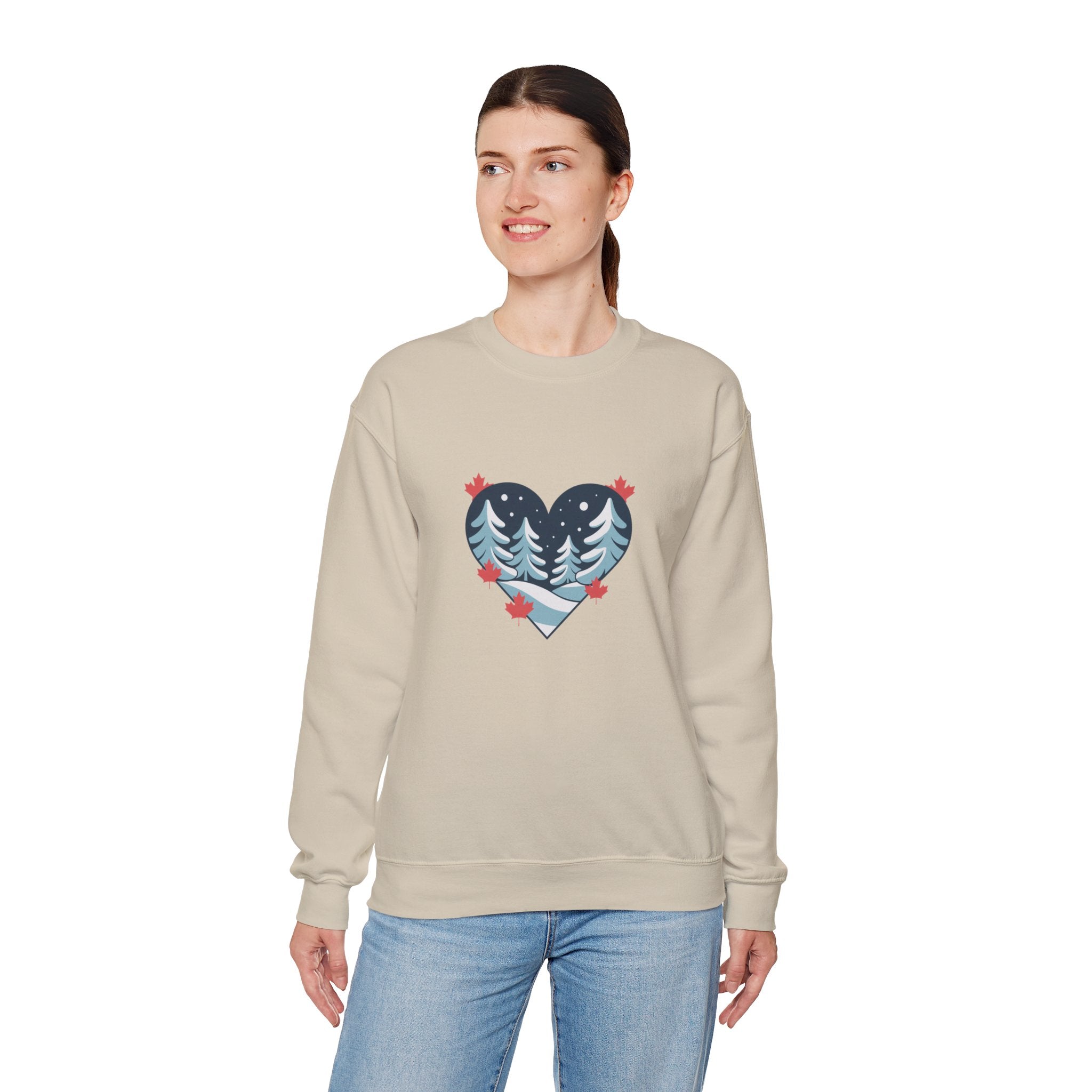 Winter Forest Heart Sweatshirt — Cozy Christmas Crewneck