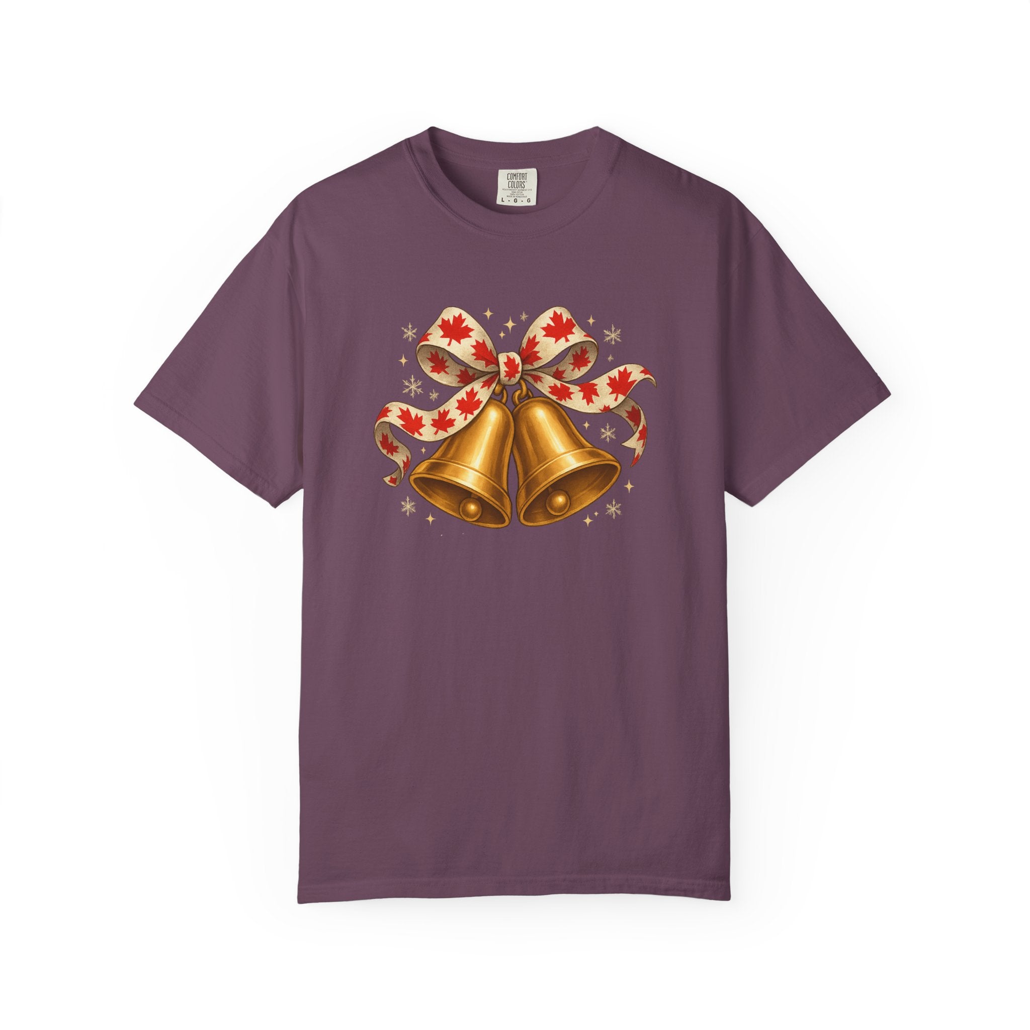 Cozy Christmas Bells T-Shirt | Festive Maple Pride Tee with Vintage Garment-Dyed Comfort