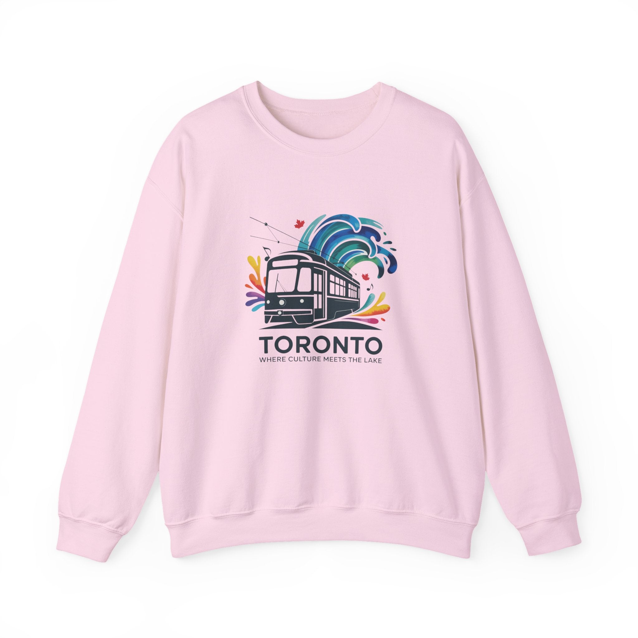 Toronto Streetcar Crewneck Sweatshirt — Colorful Wave City Transit Design
