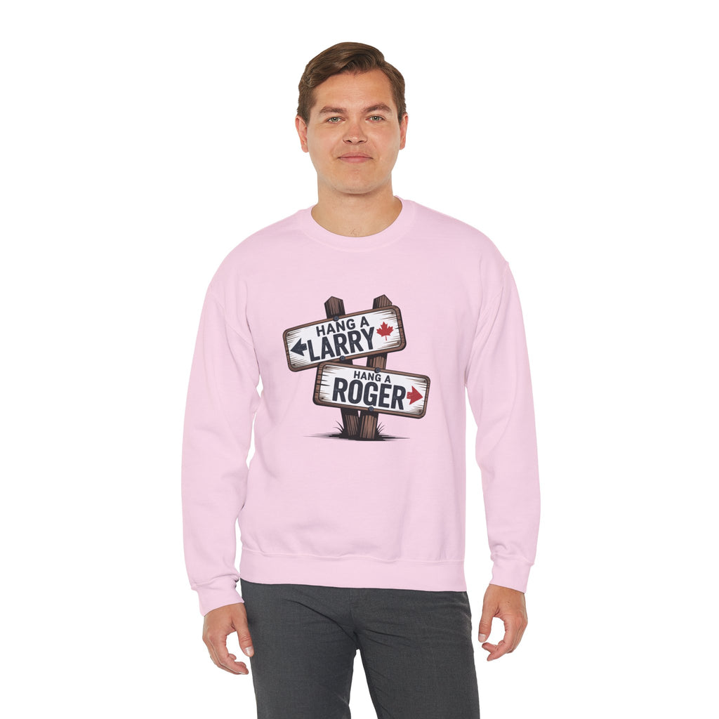 "Hang a Larry, Hang a Roger" Road Sign Graphic Sweatshirt