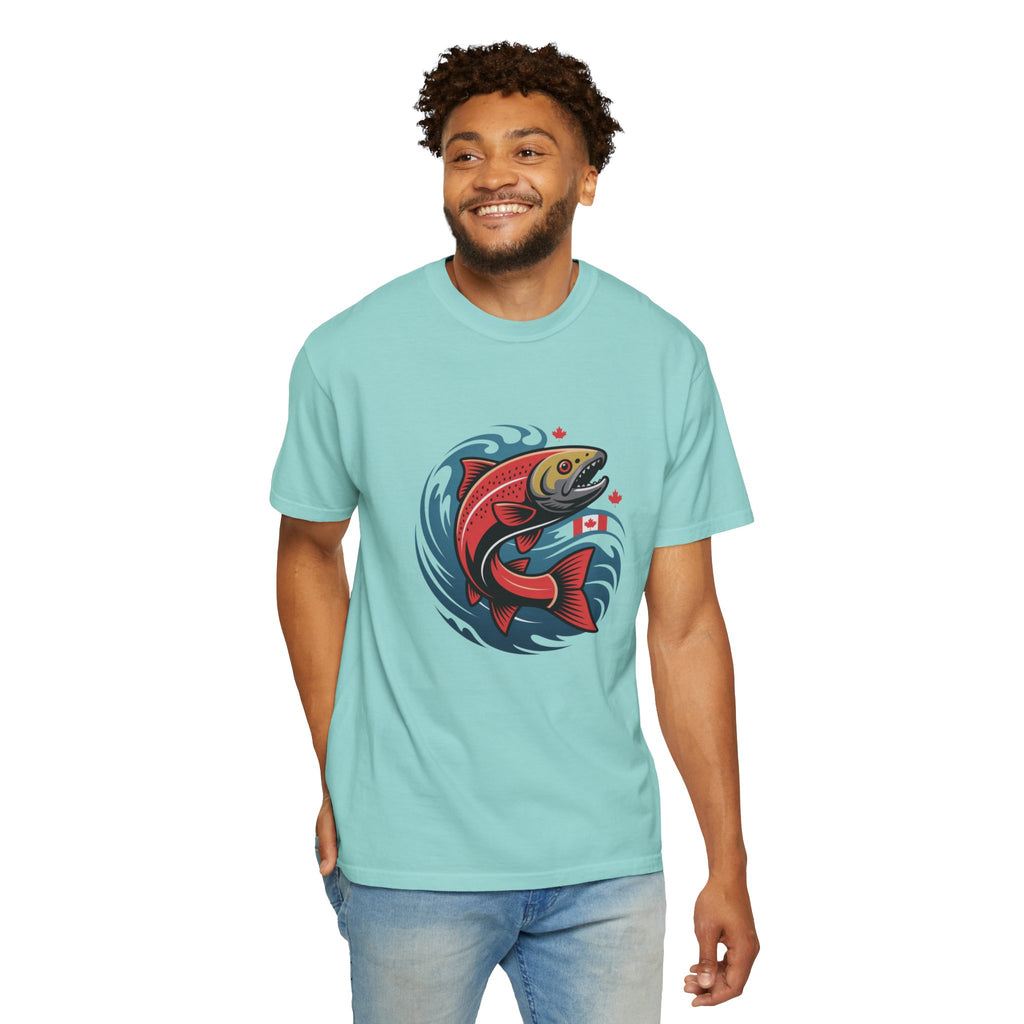 Salmon Wave T‑Shirt — Retro Fishing Graphic Tee