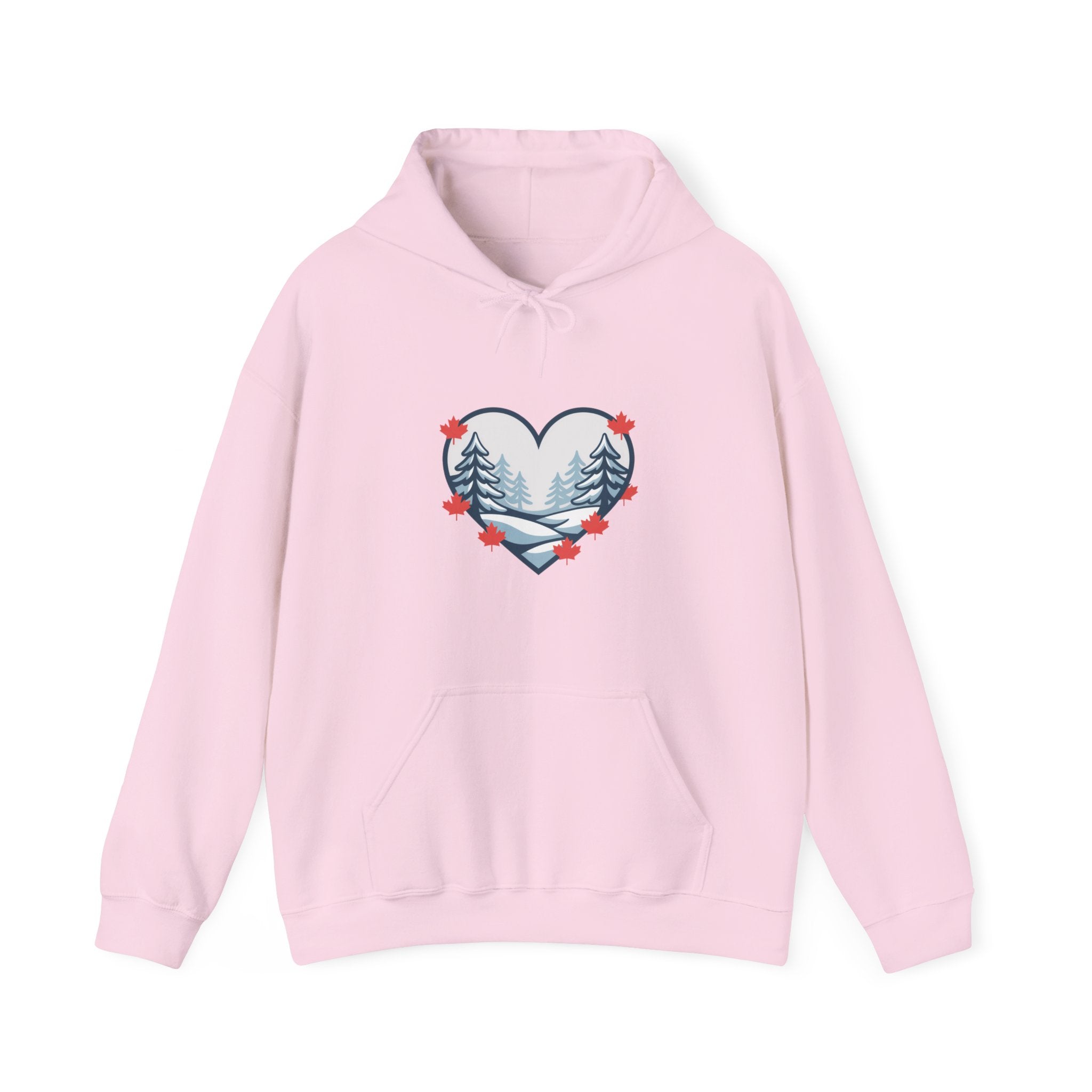 Heart-Shaped Mountain Hoodie — Cozy Forest Love Design