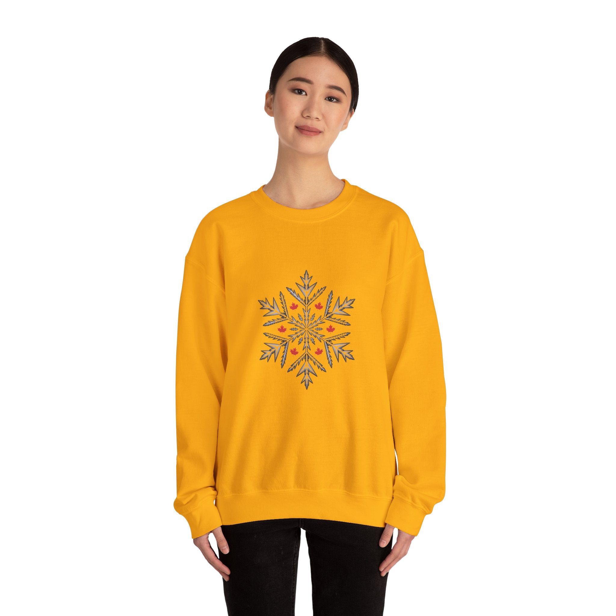 Minimal Snowflake Design with Red Berry Accents - Sweatshirt