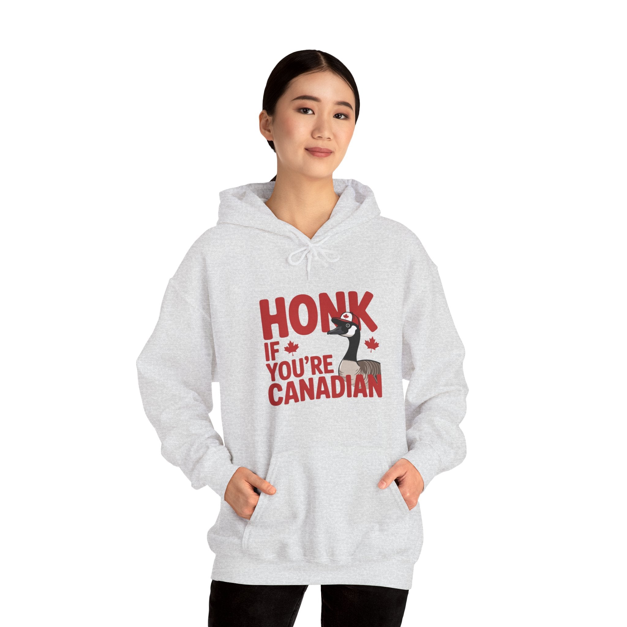 Hoodie - "Honk If You're Canadian" Maple Goose Canada Pride Sweatshirt