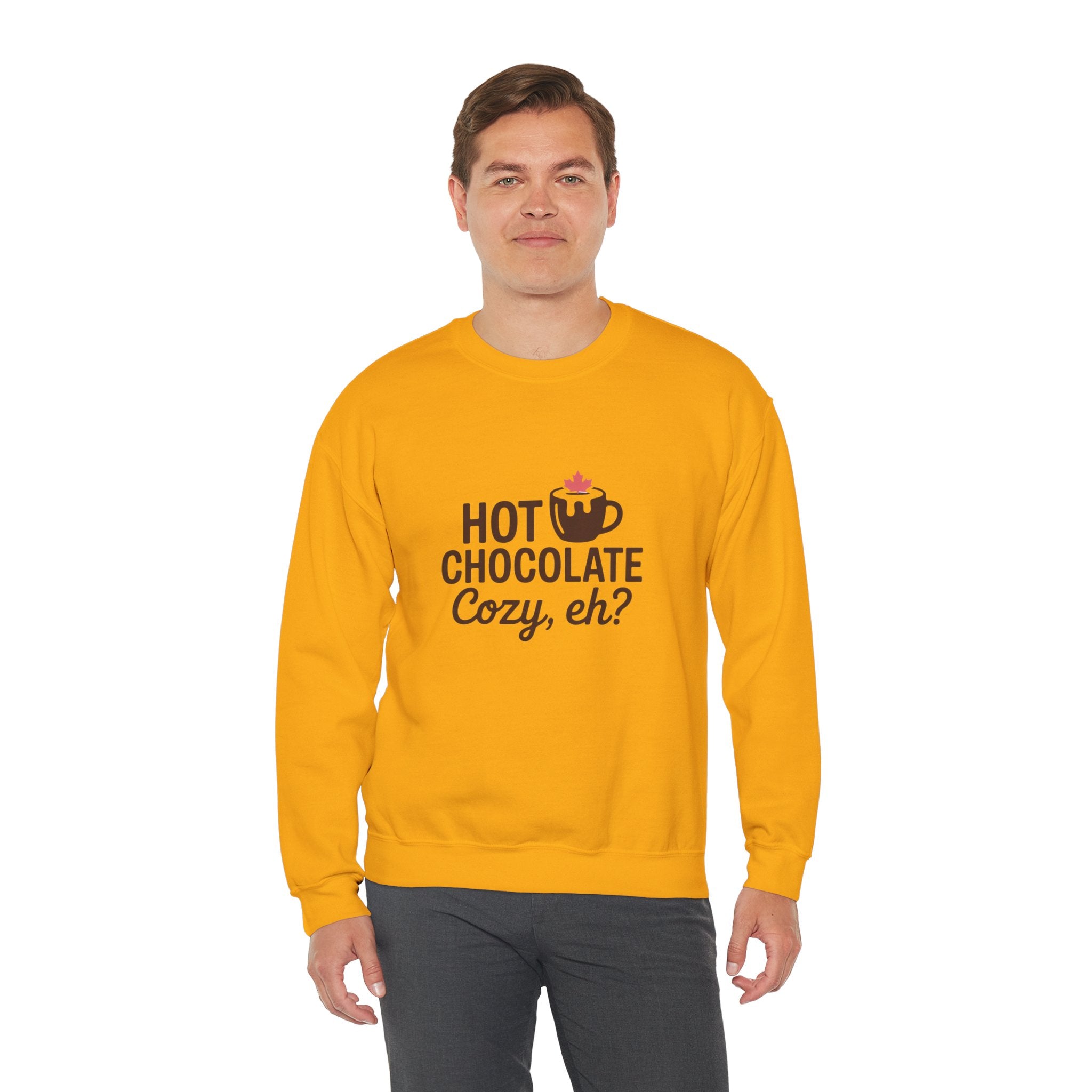 Hot Chocolate Cozy Crewneck Sweatshirt — "Hot Chocolate Cozy, eh?" Winter Pullover