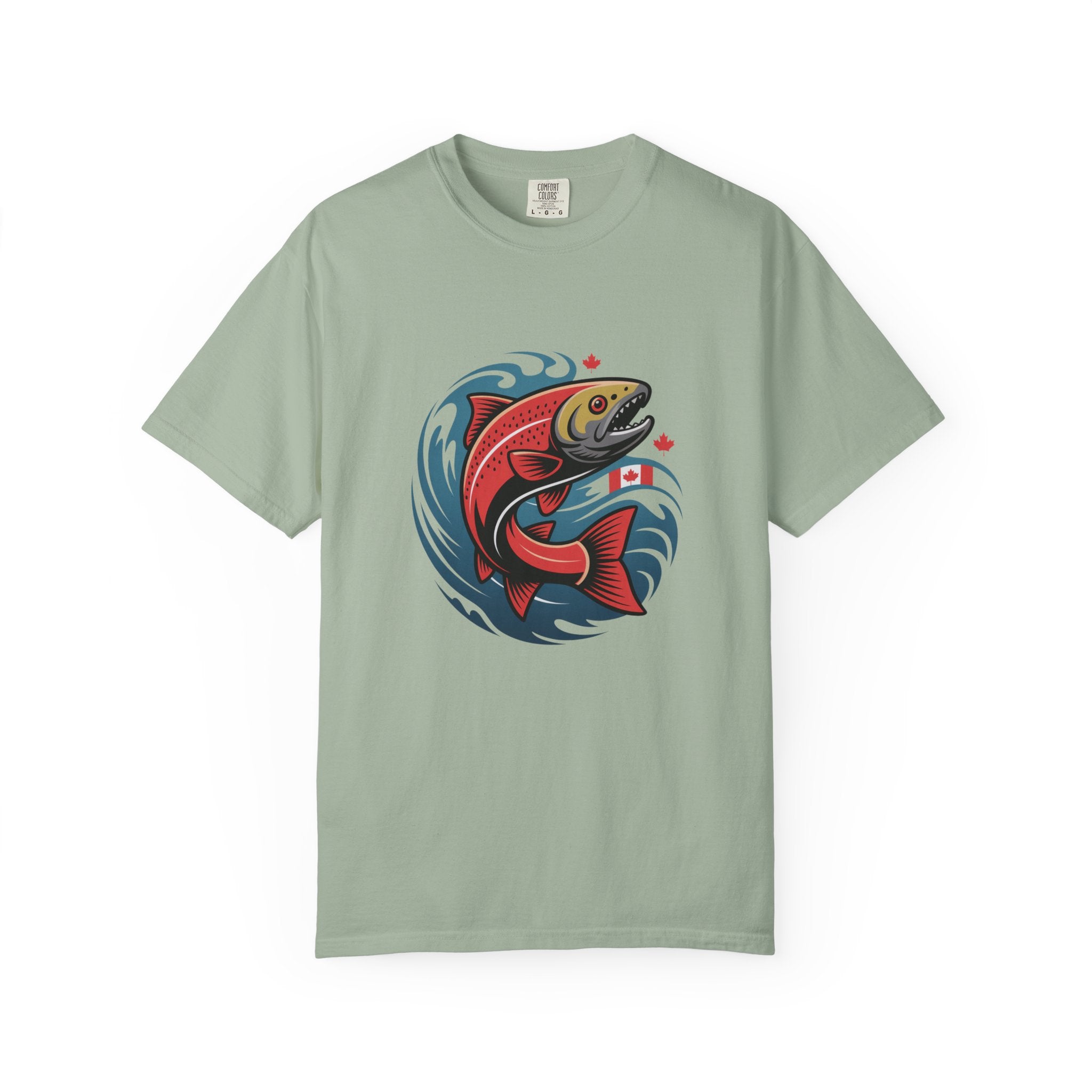 Salmon Wave T‑Shirt — Retro Fishing Graphic Tee