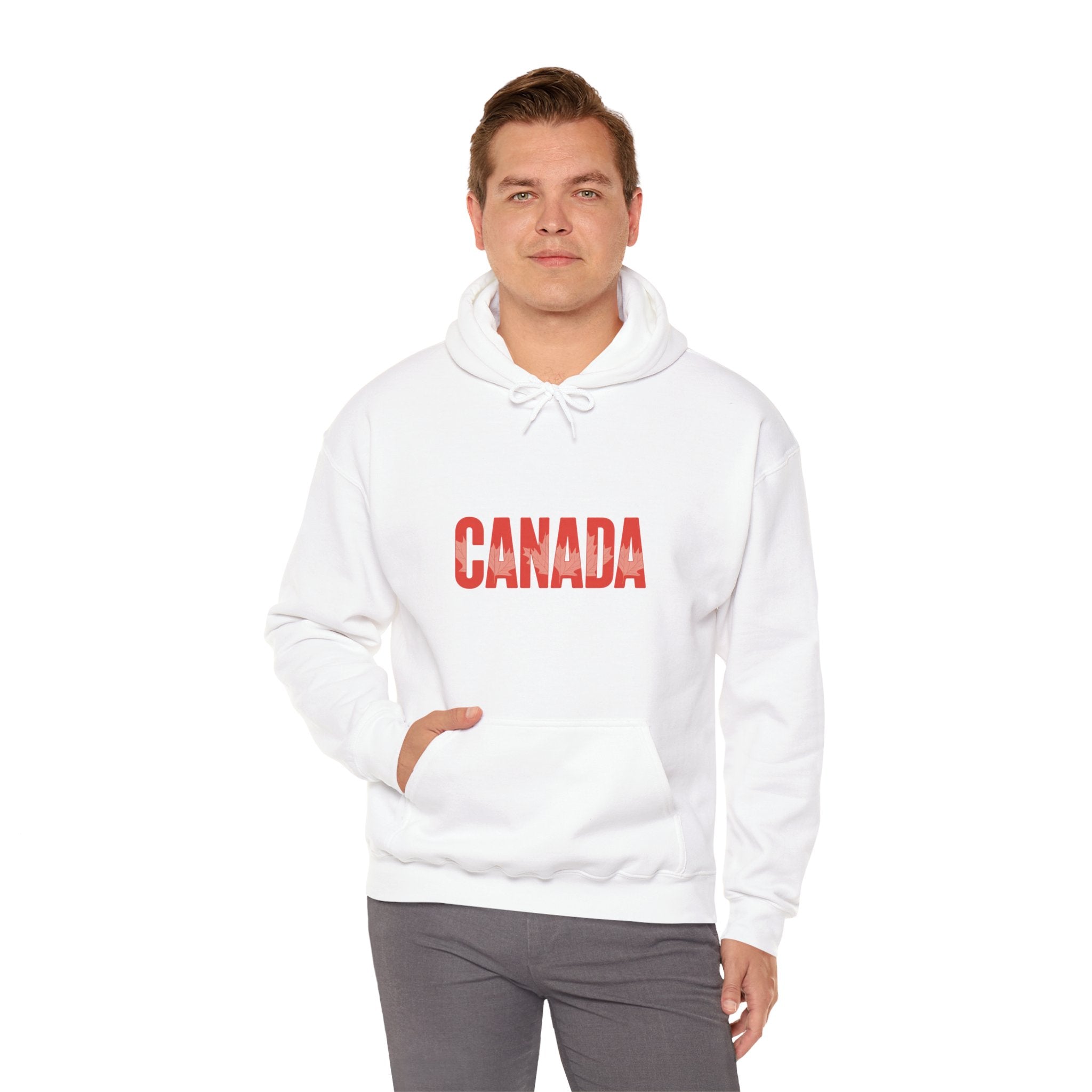 Canada Hoodie - Vintage Red Text Pullover for Canada Pride