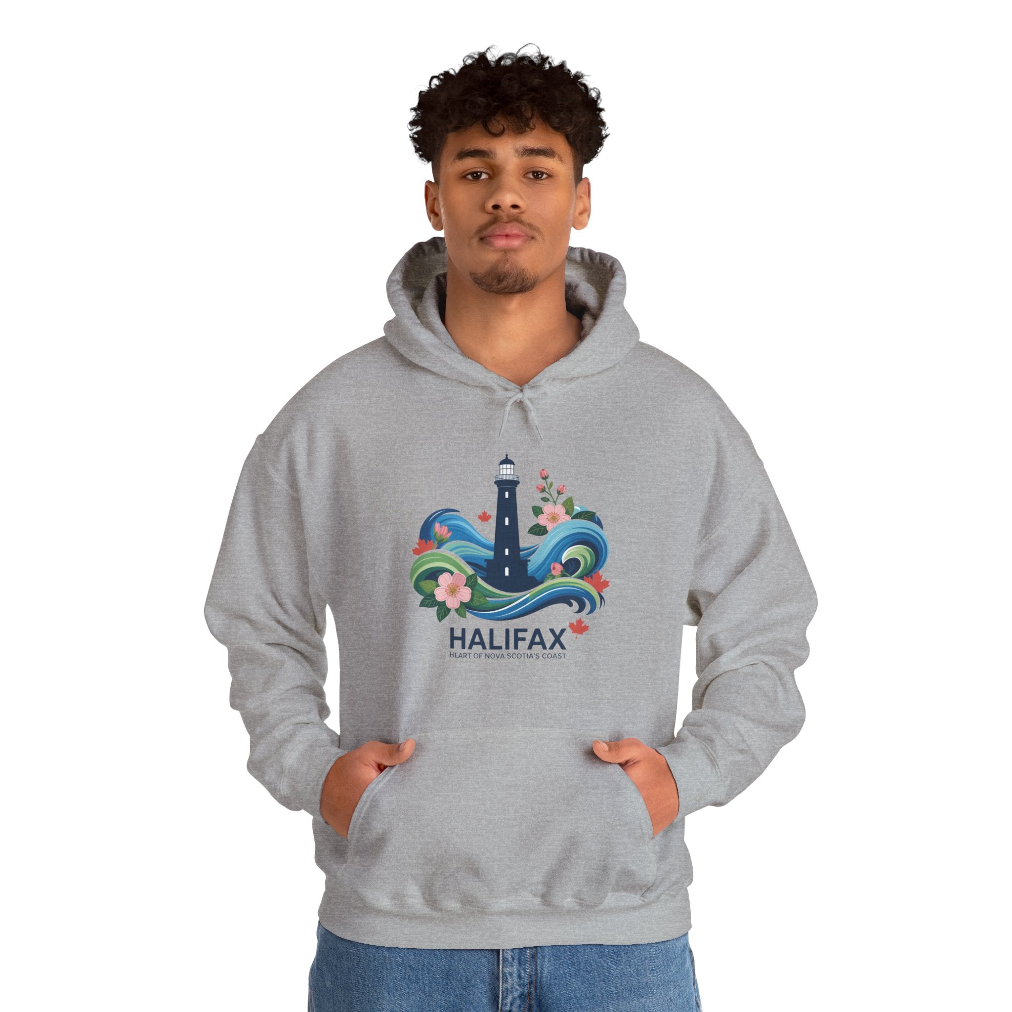 Halifax Lighthouse Hoodie — Coastal Floral Nova Scotia Sweatshirt